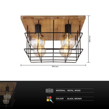 Globo Deckenleuchte Deckenleuchte Wohnzimmer Holz Gitter Deckenlampe Industrie Optik