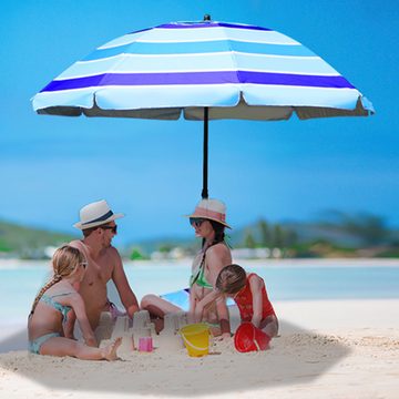 Randaco Sonnenschirm Strandschirm 210 cm mit Tasche Strandschirm Balkonschirm mit Erdspieß, Stahlrohr/Kunststoffster