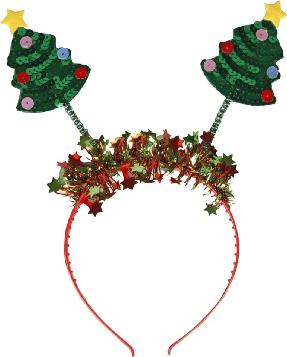 Capelli New York Haarreif Weihnachtsbaum-Haarreif in Rot, Weihnachtsbaum, Pailietten, Lametta