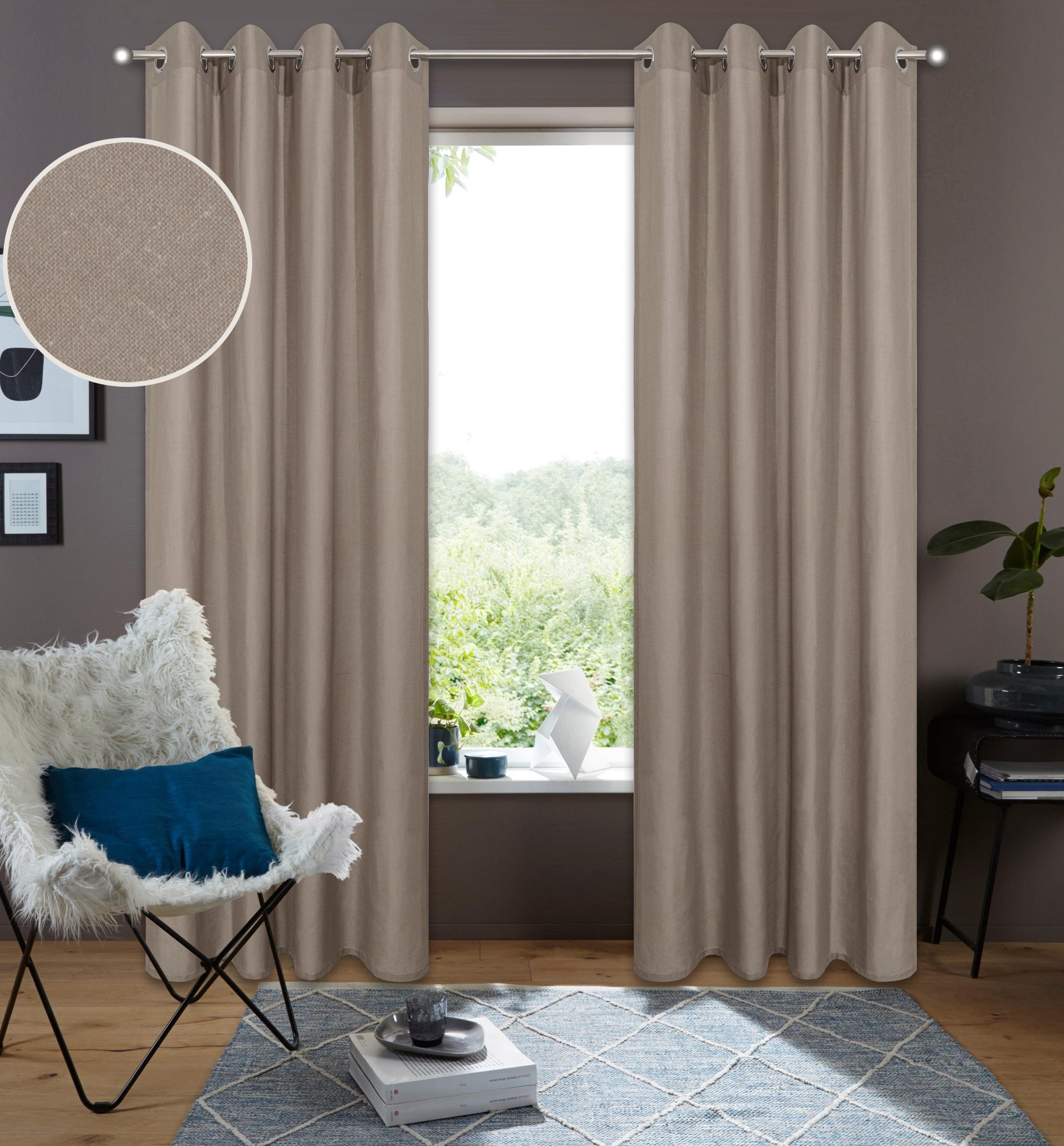 OTTO home Gardine Rudy (1 St), Ösen, transparent, Halbtransparent, Leinenlook, Polyester-Leinen-Mischung