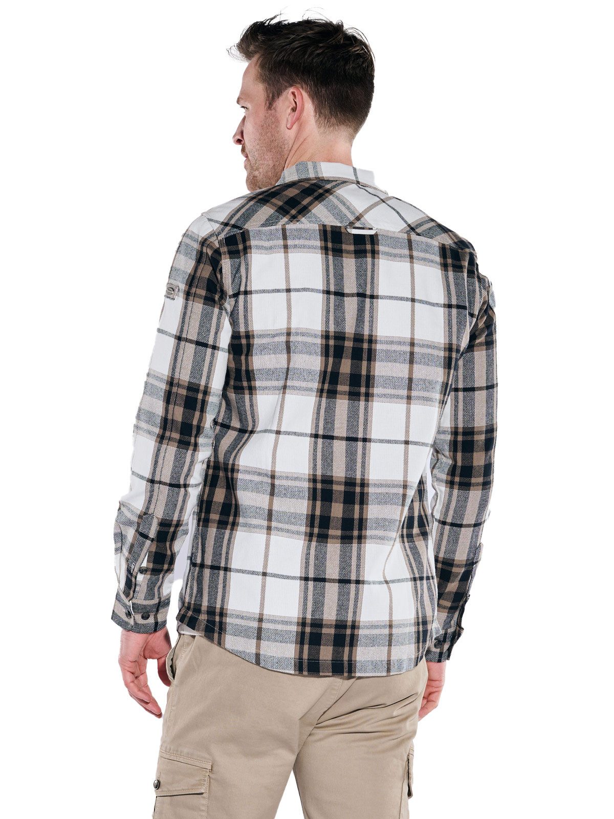 Engbers Langarmhemd Herren Overshirt kariert, Braunbeige