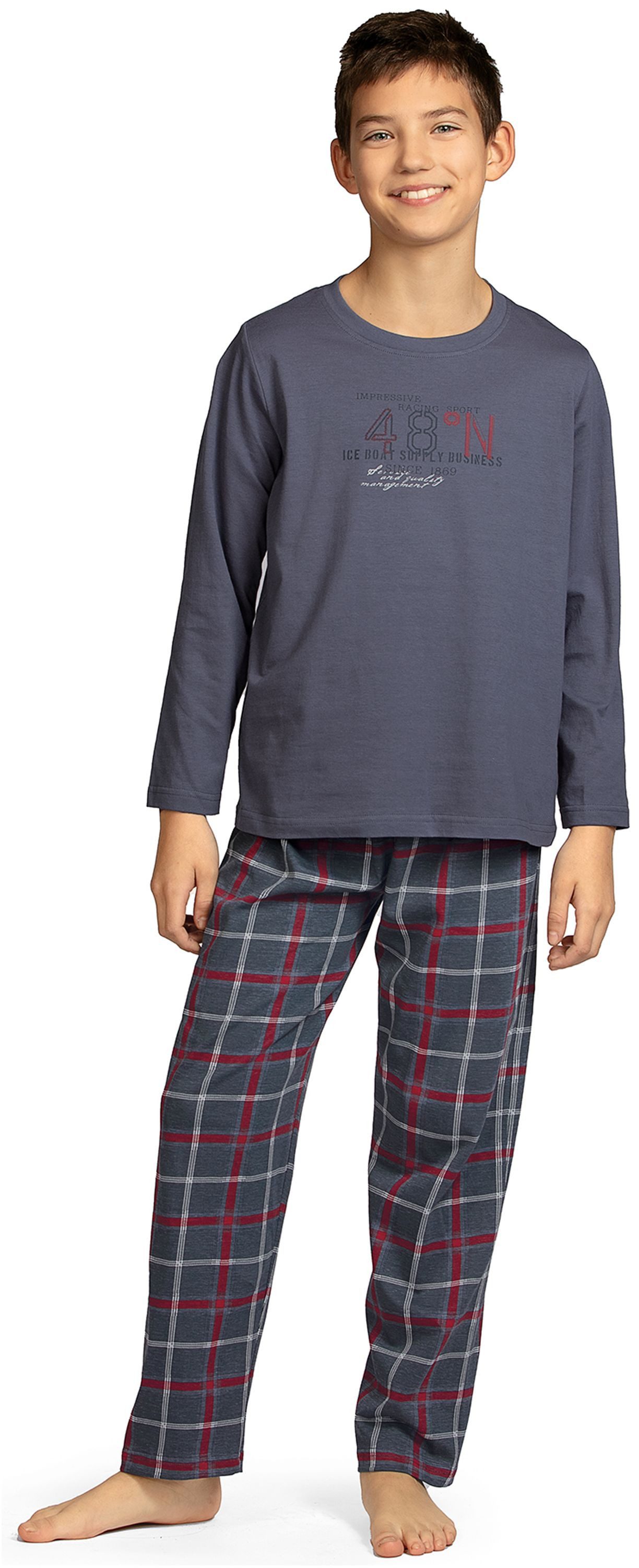 Comte Schlafanzug Iceberg Buddies (Set, 2 tlg., 2-teilig) Jungen Pyjama lang Langarm Baumwolle Karo Winter