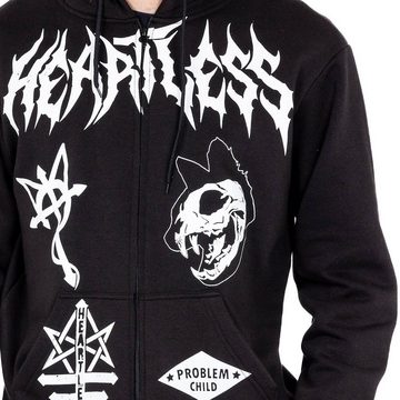 Heartless Kapuzensweatshirt Don't Follow Hood Skelett Totenkopf Okkult Symbole Kapu