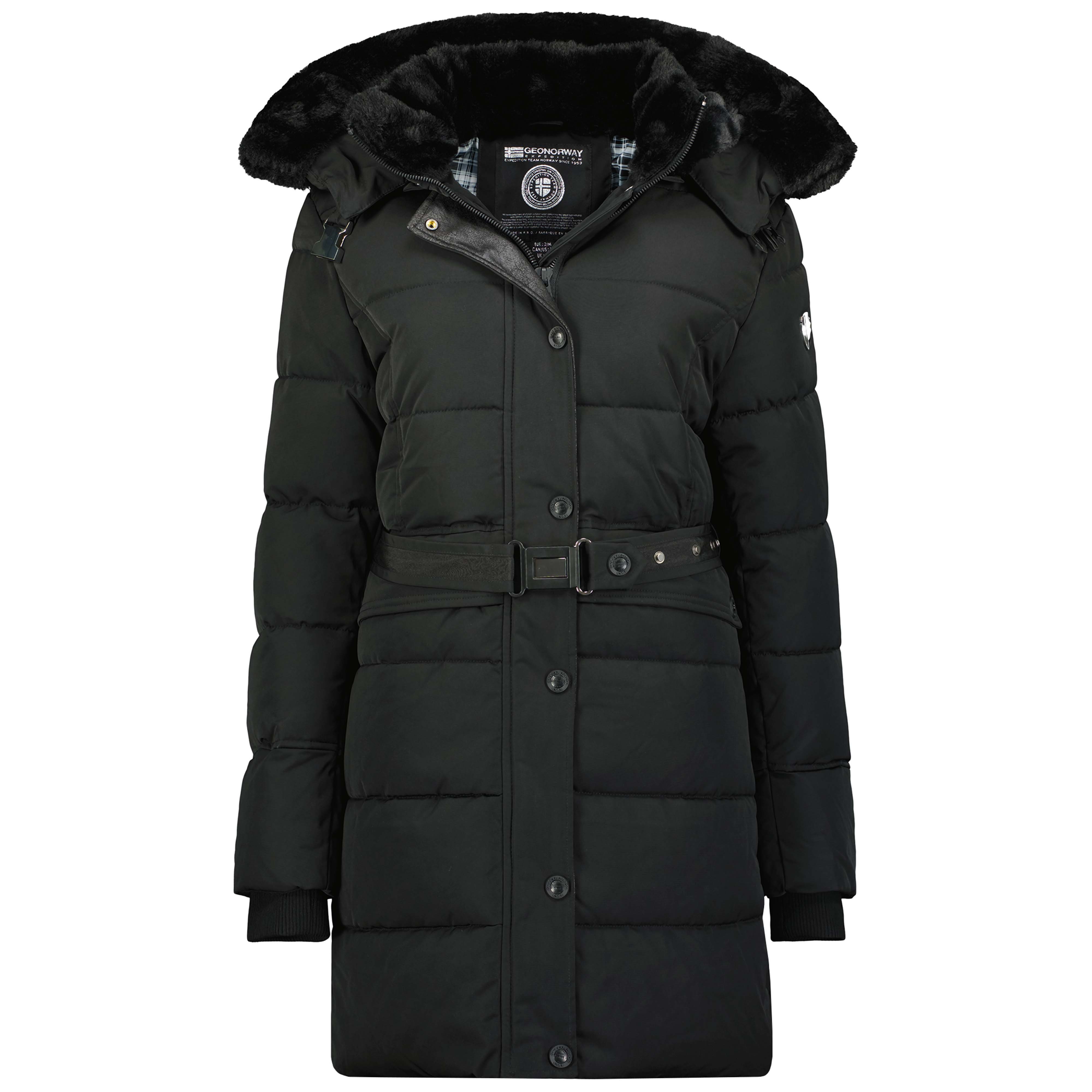 Schwarz Gürtel Jacke, mit Damen, Winterjacke Norway Outdoorjacke, Geographical