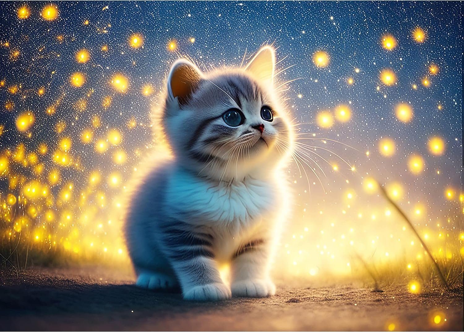 GOLDEN Kreativset GOLDEN Diamond Painting zubehör bilder Weihnachten ( Katze unter Licht)