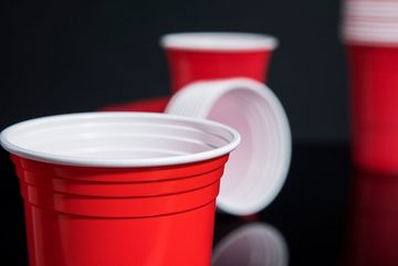 TRESKO Becher Beer Pong wiederverwendbar Partybecher 473ml - 16oz, Bierpong, Red Cups extra stark Plastikbecher Rot