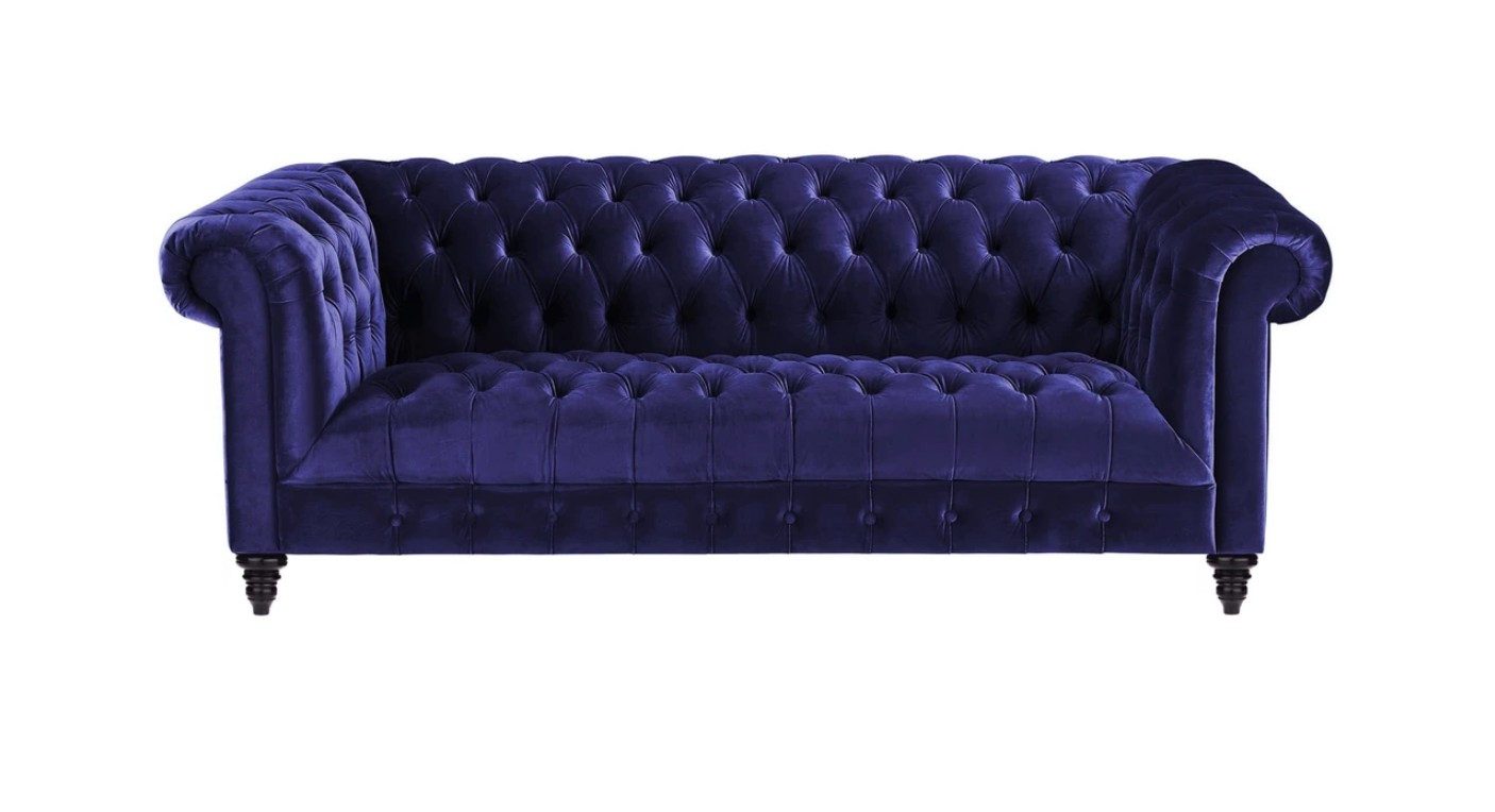 Xlmoebel Chesterfield-Sofa Lila Samt Couch im Chesterfield-Stil mit Knöpfen, Dreisitzer, 1 Teile, Made in Europa