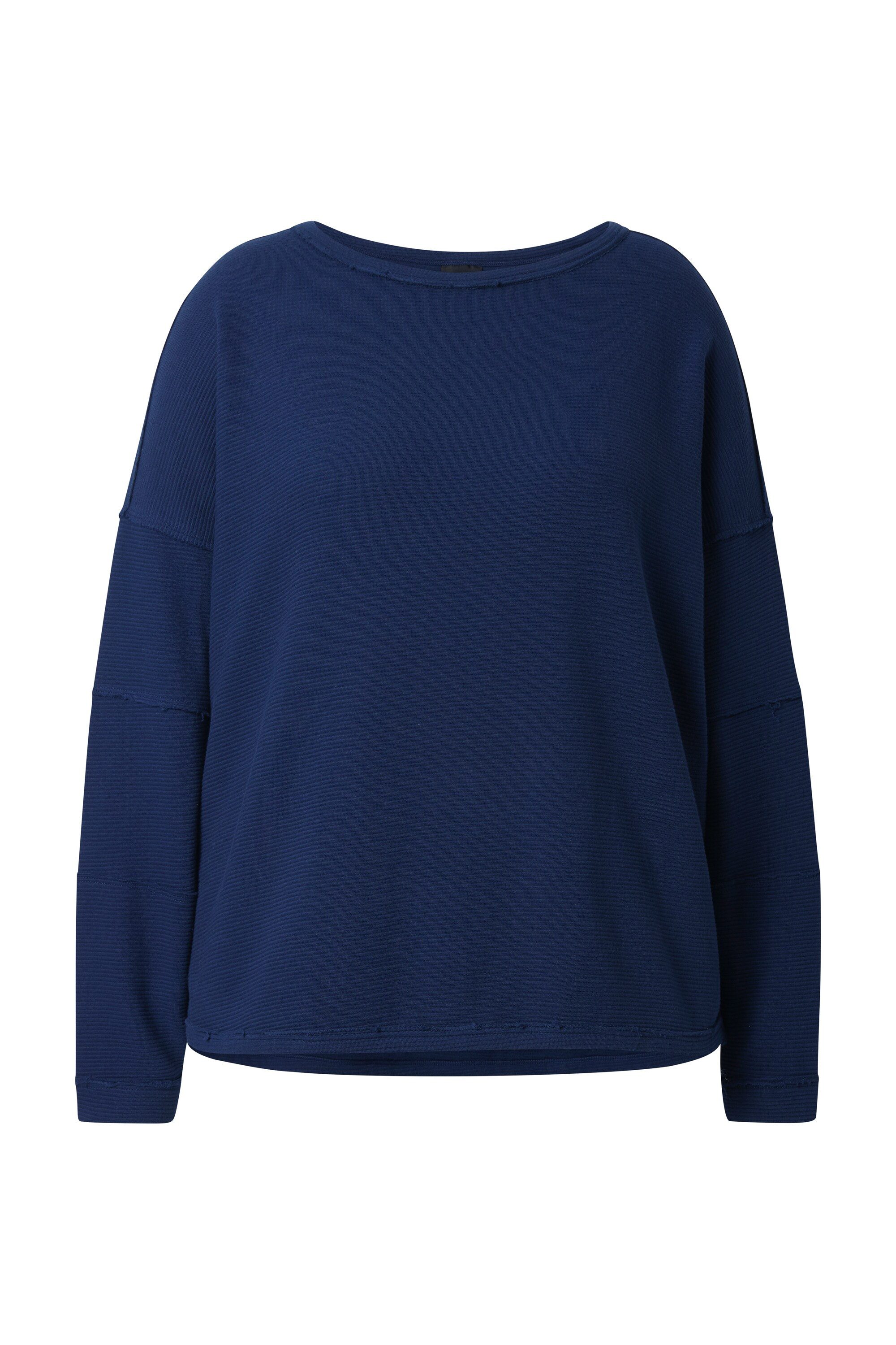 Ulla Popken Sweatshirt Sweatshirt offene Kanten gerippt Rundhals Langarm günstig online kaufen