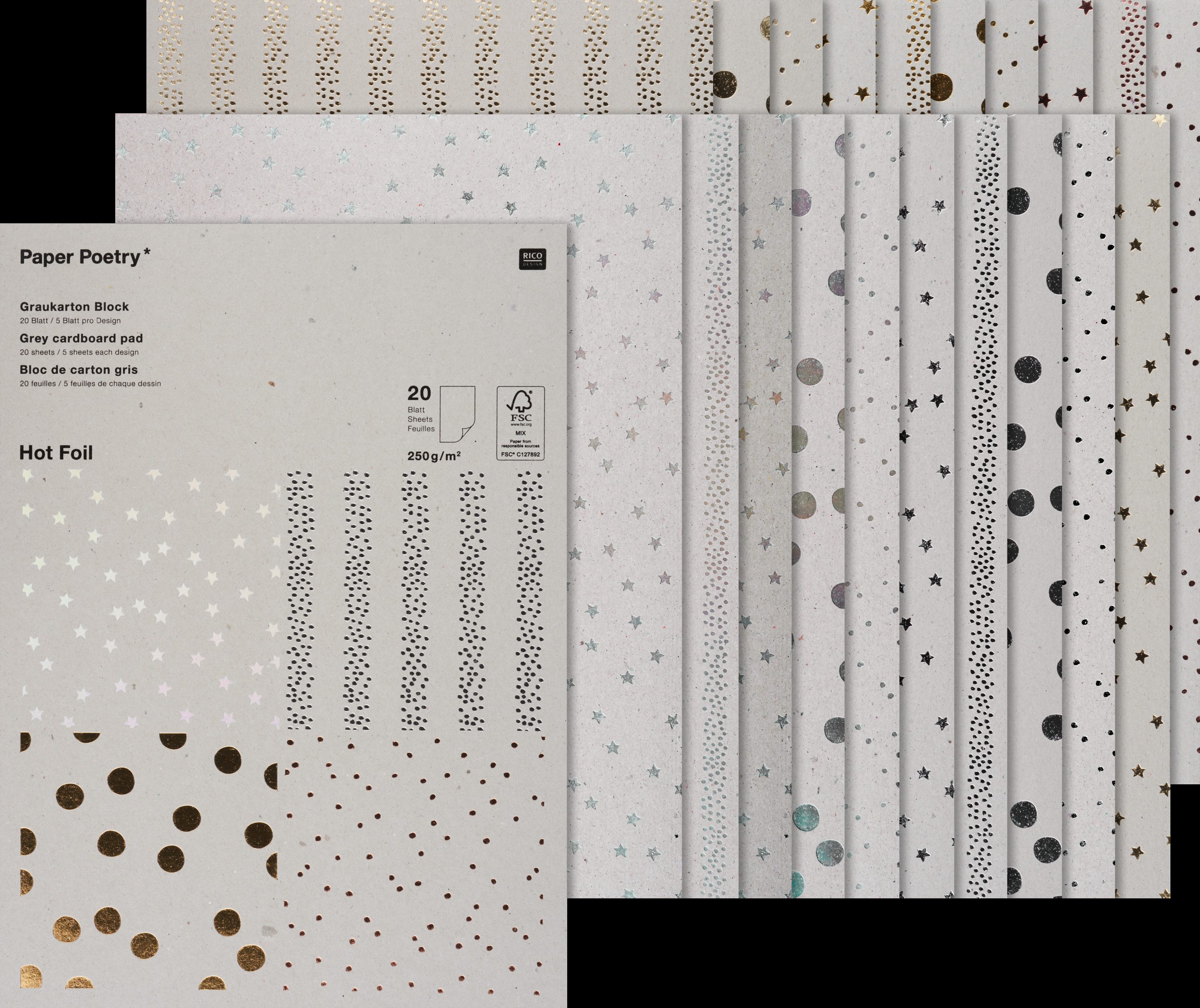 Rico Design Kraftpapier Hot Foil, 20 Blatt