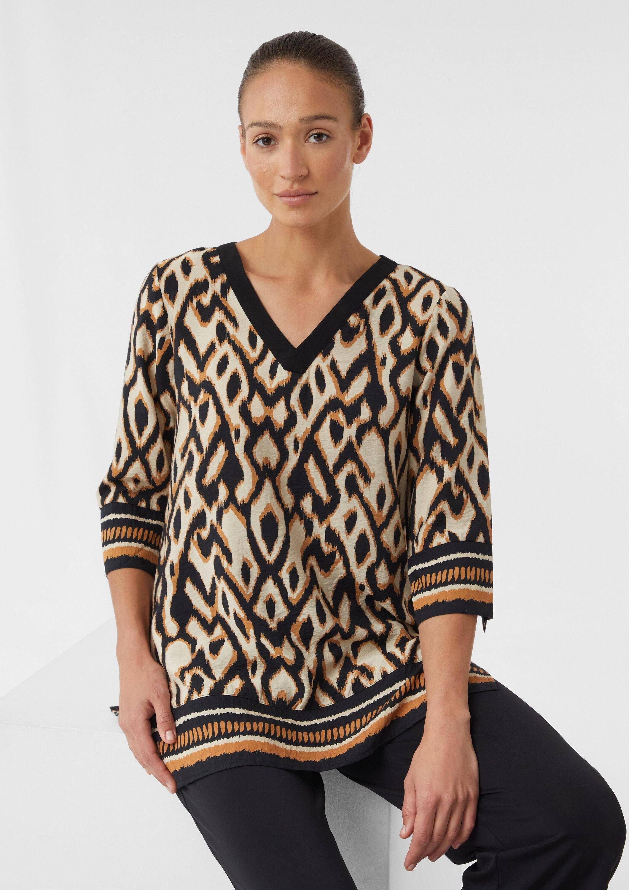 comma Kurzarmbluse Bluse Tunikabluse mit All-over-Print und 3/4-Ärmeln günstig online kaufen