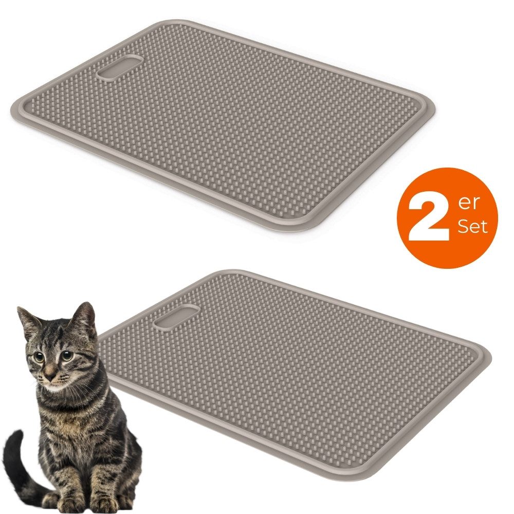 Katzentoilette 2x Katzenklo Matte Katzenstreu Katzentoilette Vorleger Grau Doppelpack