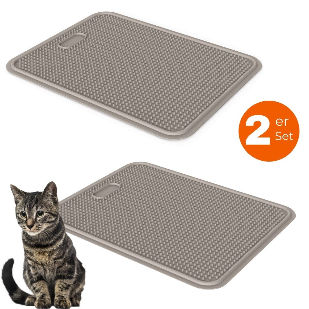 GarPet Katzentoilette 2x Katzenklo Matte Katzenstreu Katzentoilette Vorleger Grau Doppelpack