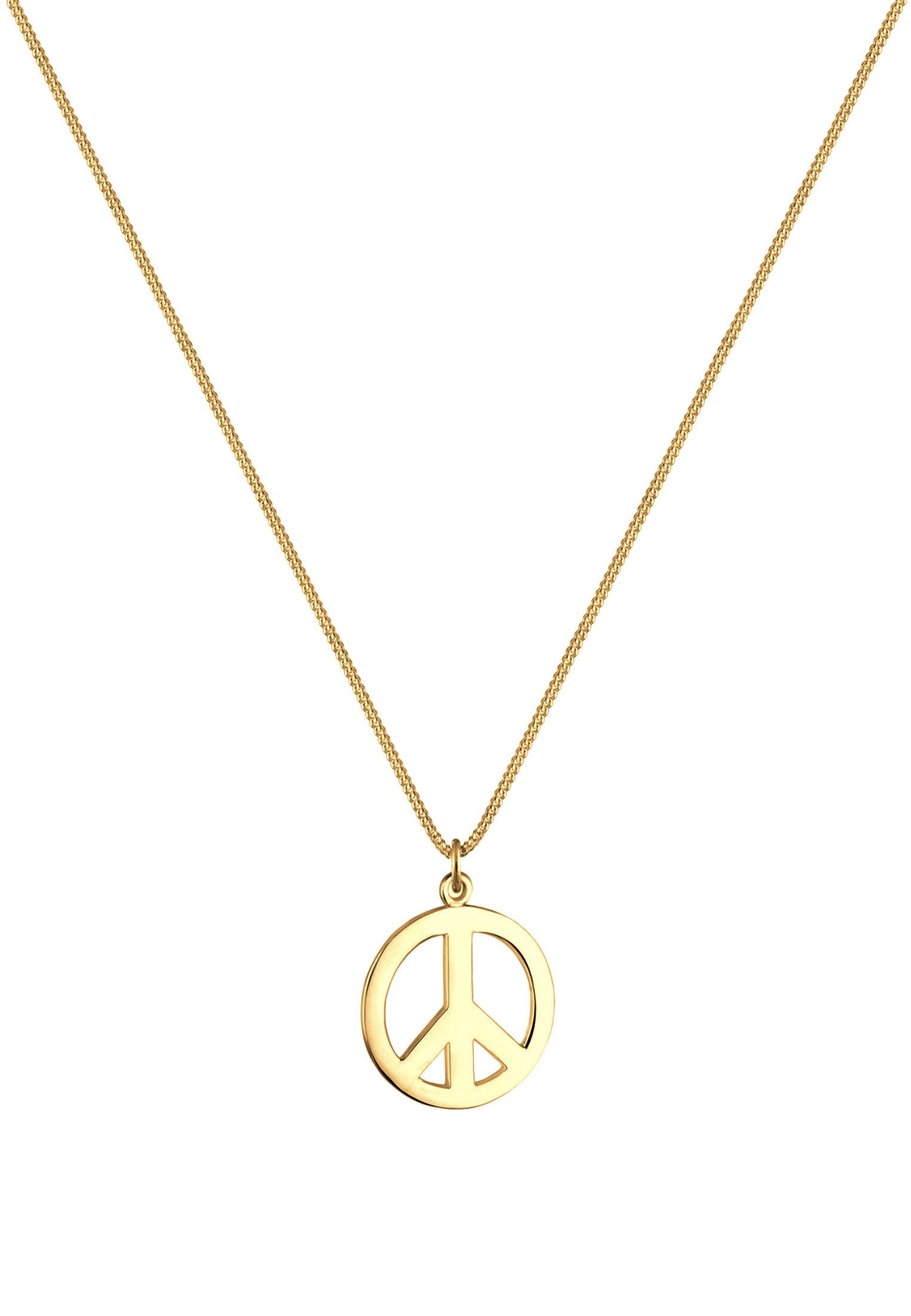Elli Kette mit Anhänger Boho Peace Zeichen 925 Silber, Peace-Zeichen