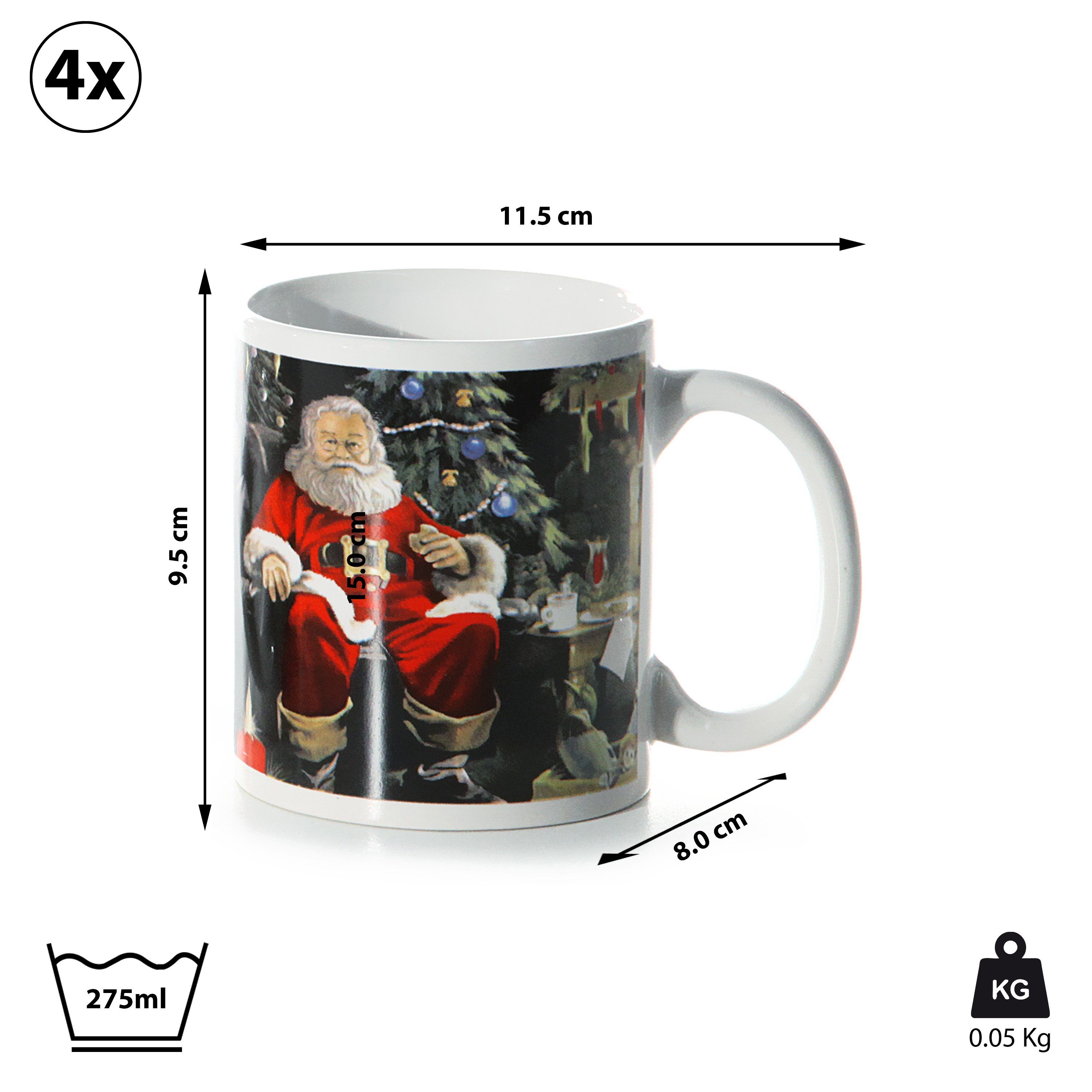 CEPEWA Becher Glühweinbecher Nostalgie 4er Set 275ml Weihnachten Tassen
