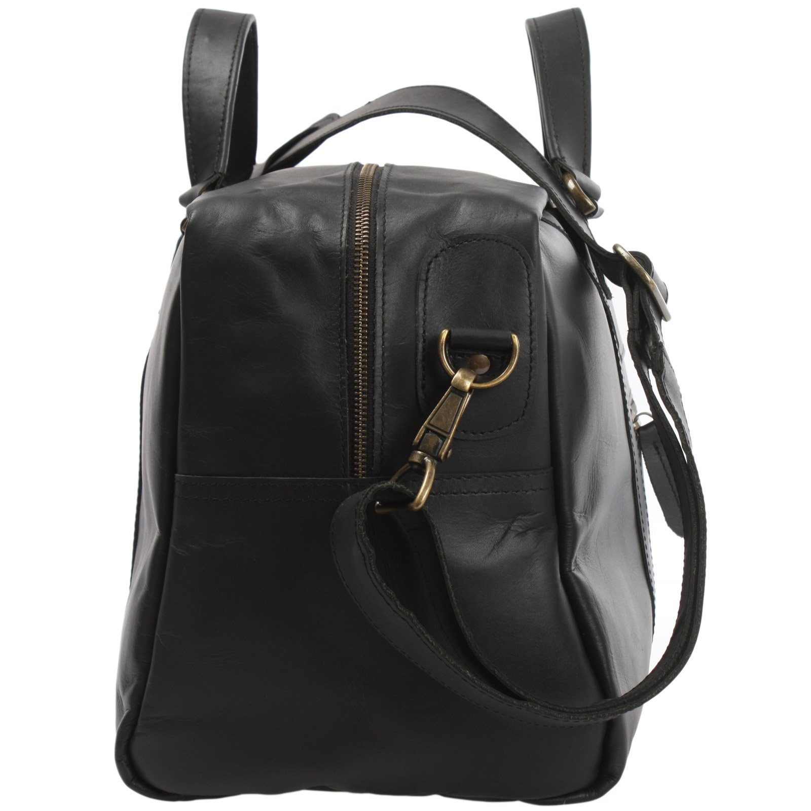 LECONI Weekender kleine Reisetasche Damen & Herren Sporttasche Handgepäck Leder LE2009, Gewachstes Rindsleder – abnehmbarer Schulterriemen – 45×25×20 cm
