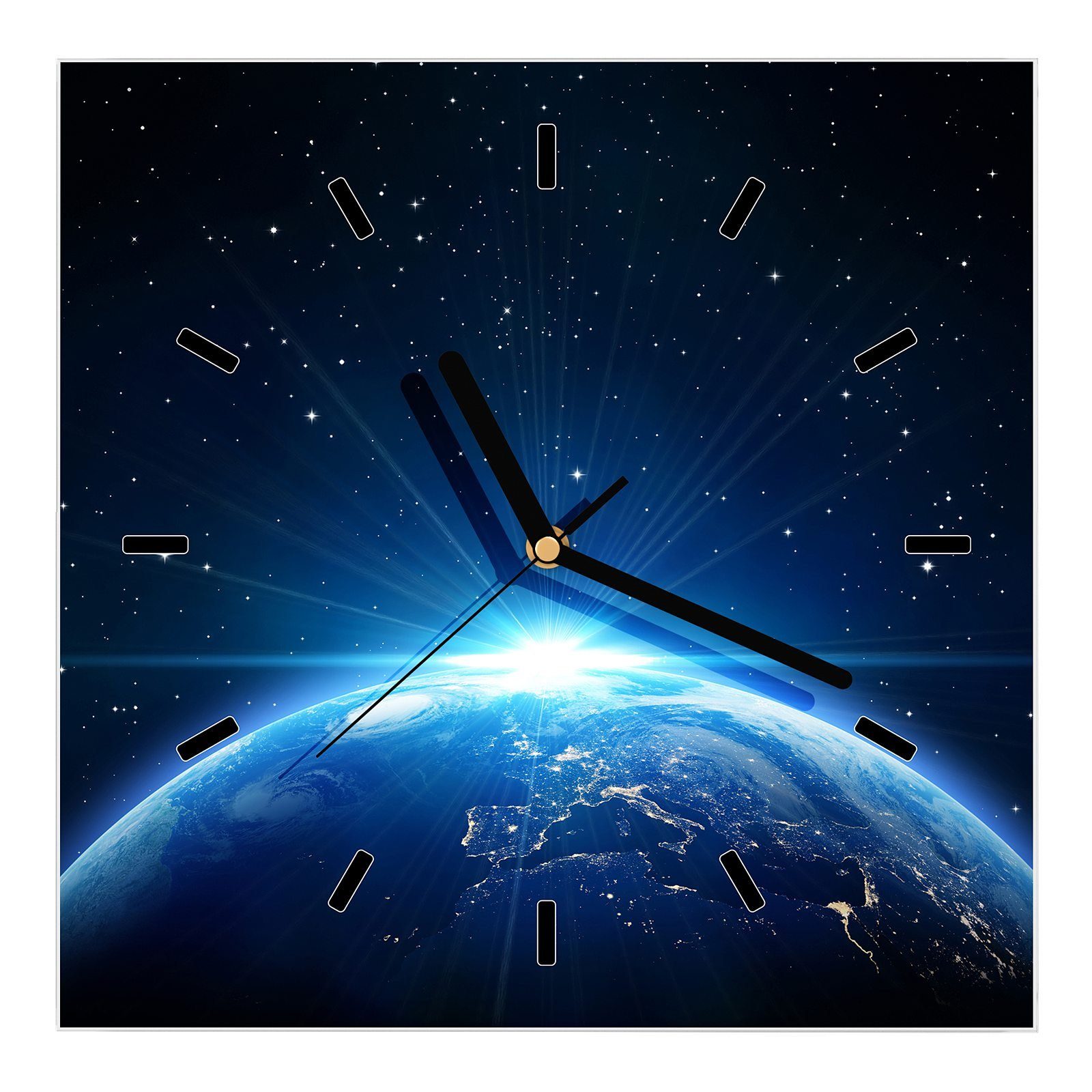 x Wanduhr Motiv Wandkunst Weltraum Wanduhr aus Größe cm 30 Primedeco Planet vom 30 Erde Glasuhr mit