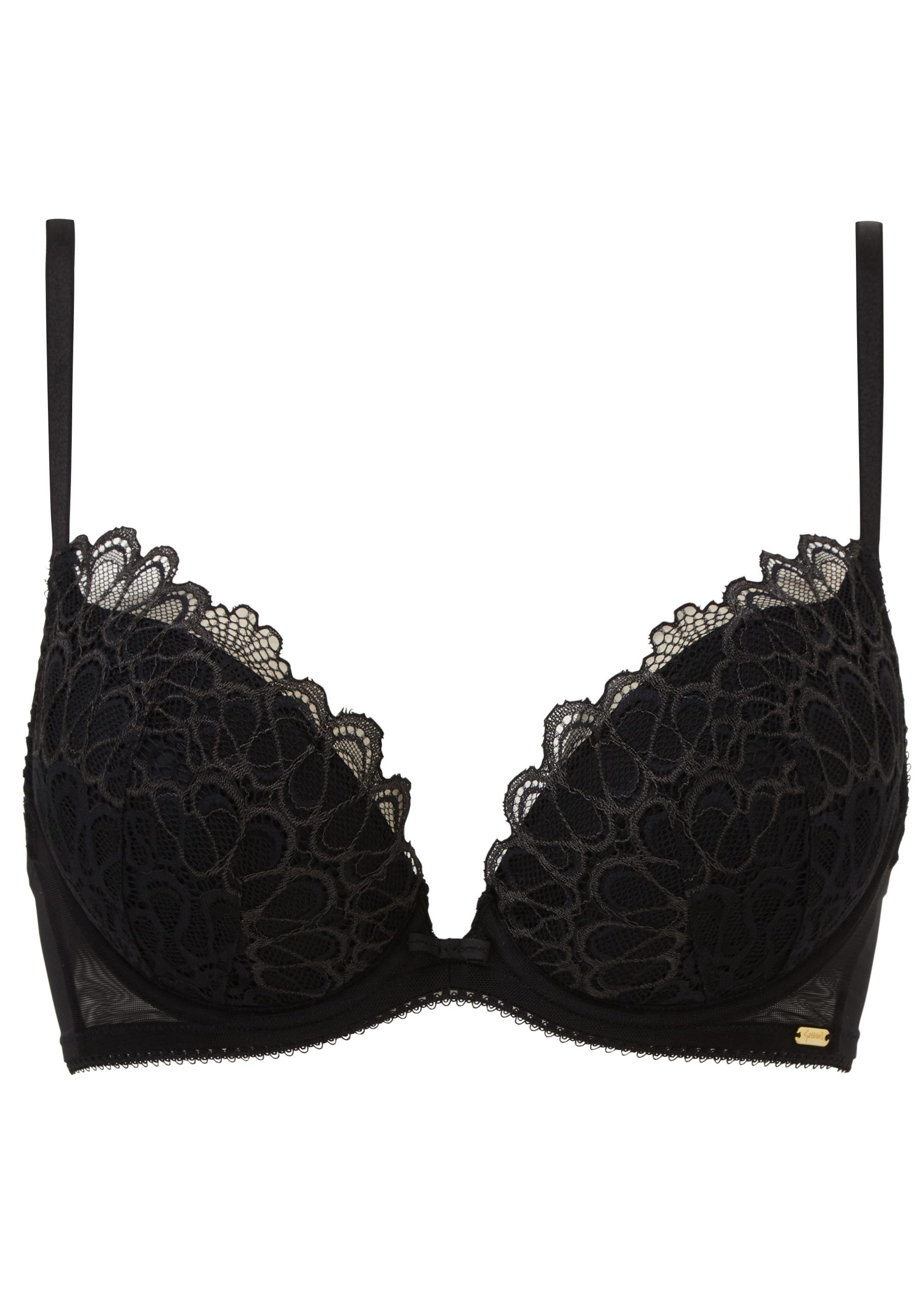 Gossard Dekolleté-BH Swirl Push-Up BH Black (Push-Up, glatte Spitze)