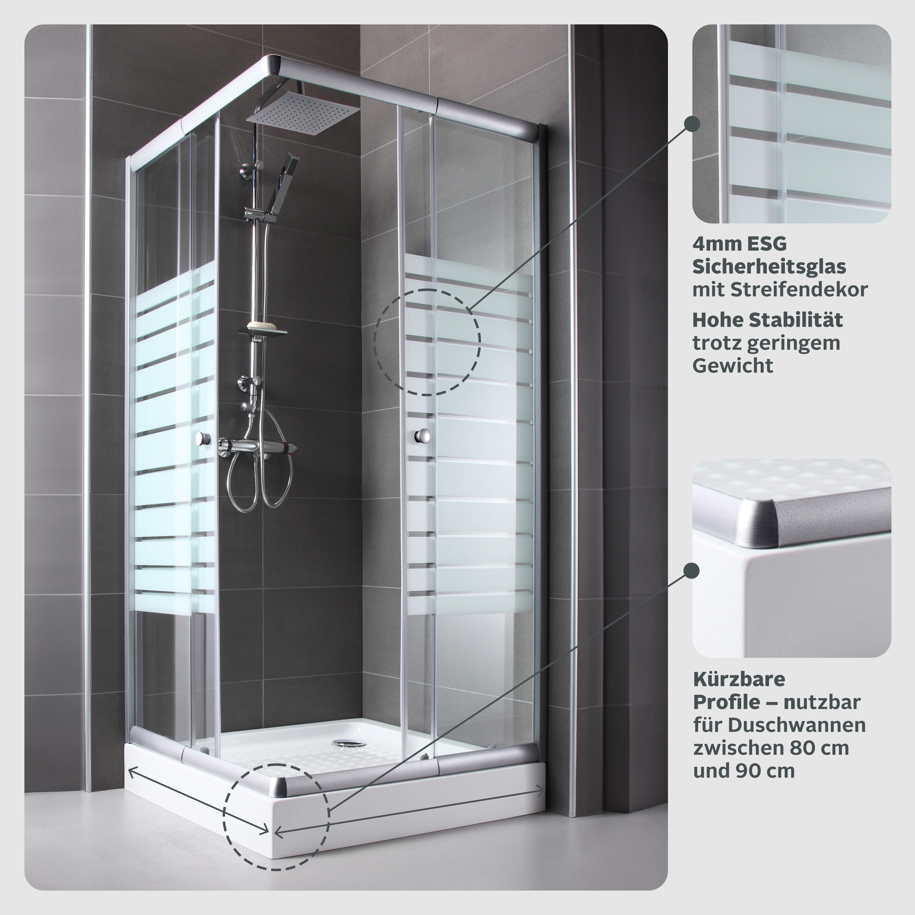 welltime Eckdusche Trento Banda, BxT: 90x90 günstig online kaufen