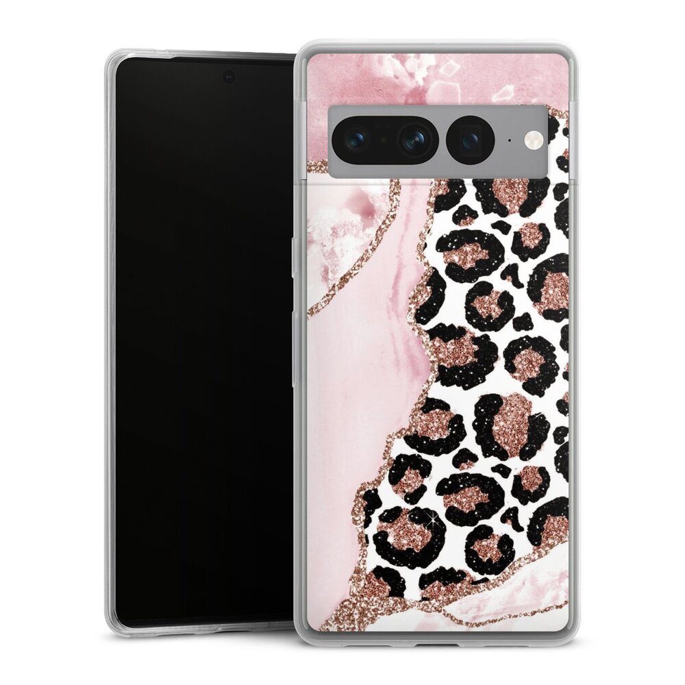 DeinDesign Handyhülle Leopard Glitzer Look Marmor Patterns and Textures Smooth Pink, Google Pixel 7 Pro Slim Case Silikon Hülle Ultra Dünn Schutzhülle