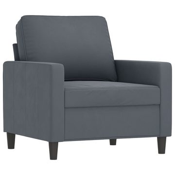 vidaXL Sofa Sessel mit Hocker Dunkelgrau 60 cm Samt