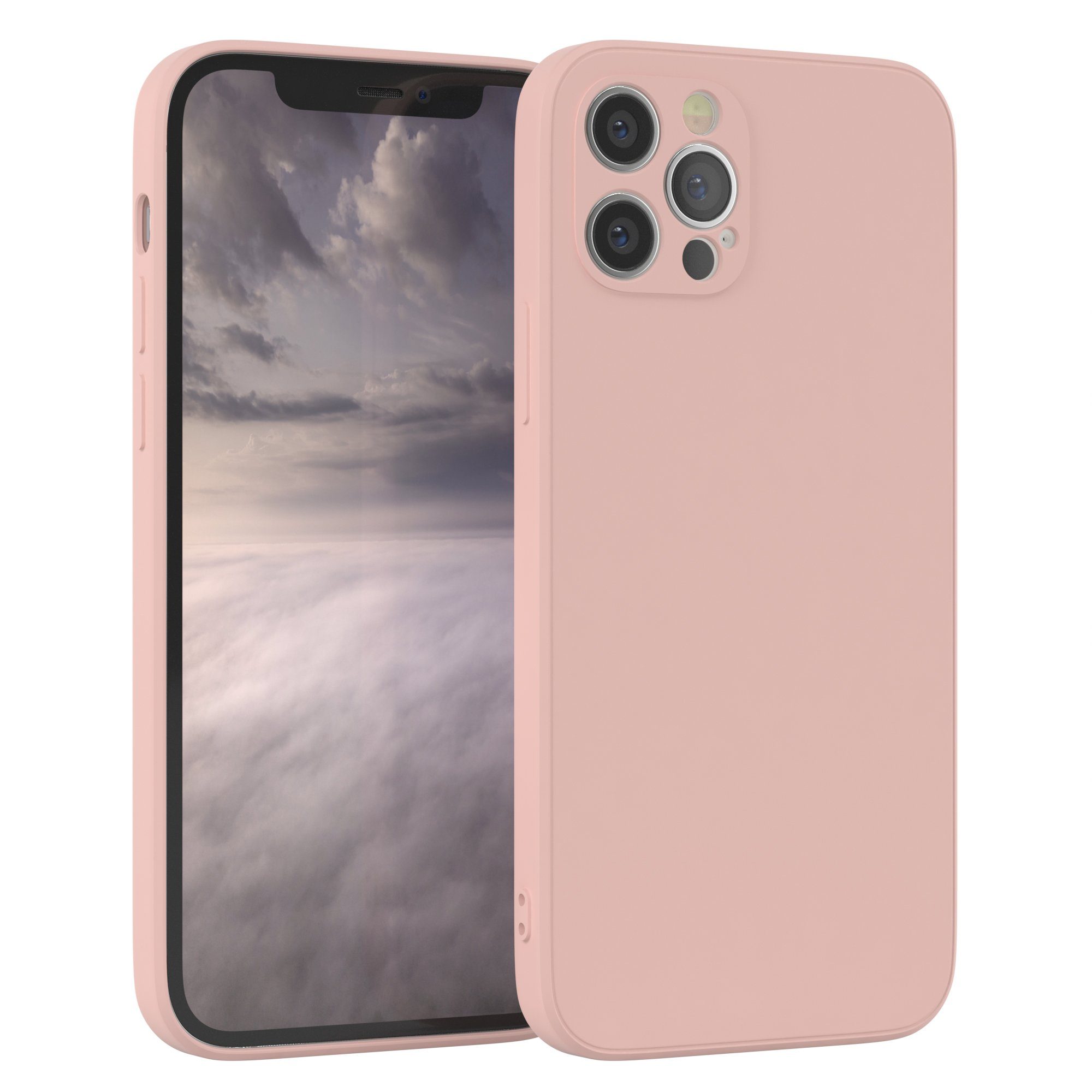 EAZY CASE Handyhülle TPU Hülle für Apple iPhone 12 Pro 6,1 Zoll, Hülle mit Kameraschutz Bumper Case silikonschutzhülle Rosa / Altrosa