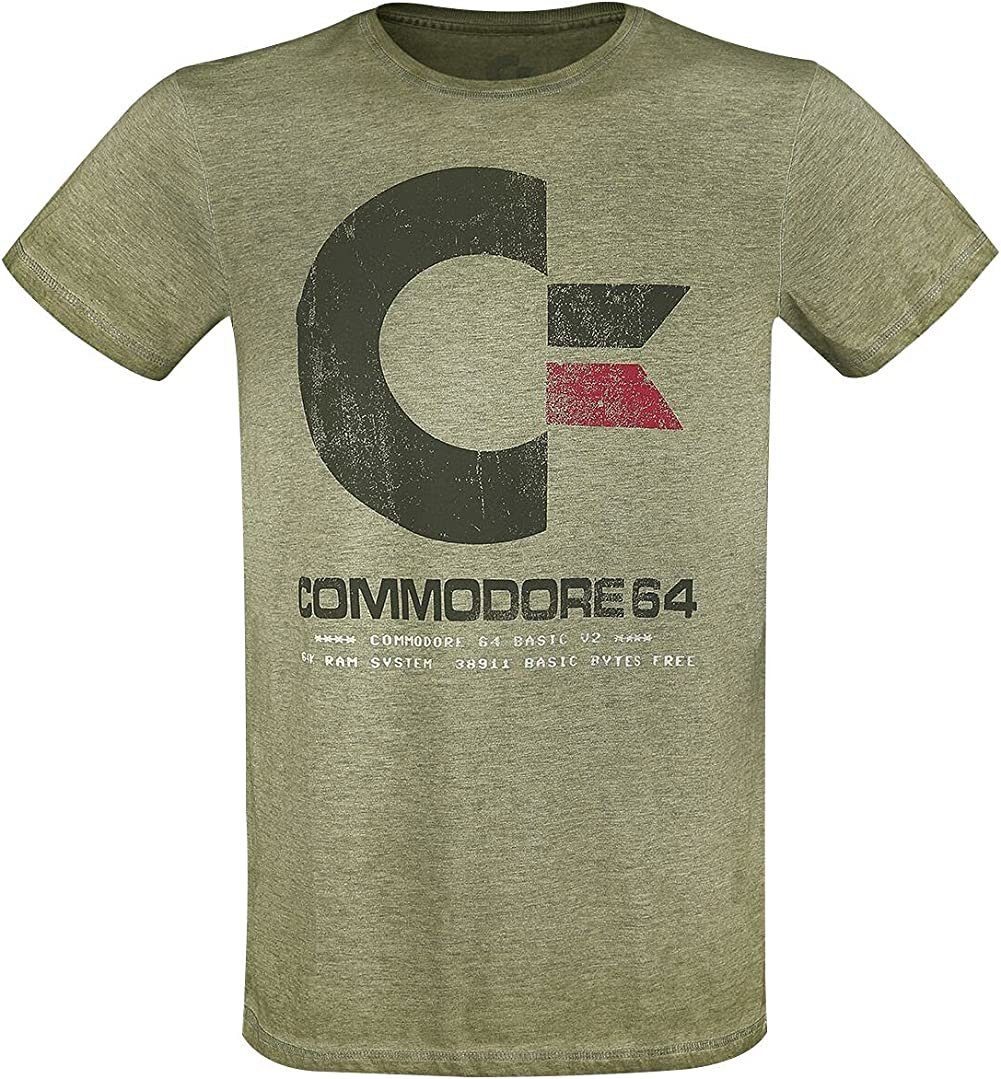 Bioworld Print-Shirt Commodore 64 C64 Logo - Vintage Männer T-Shirt grün meliert S, XS | T-Shirts