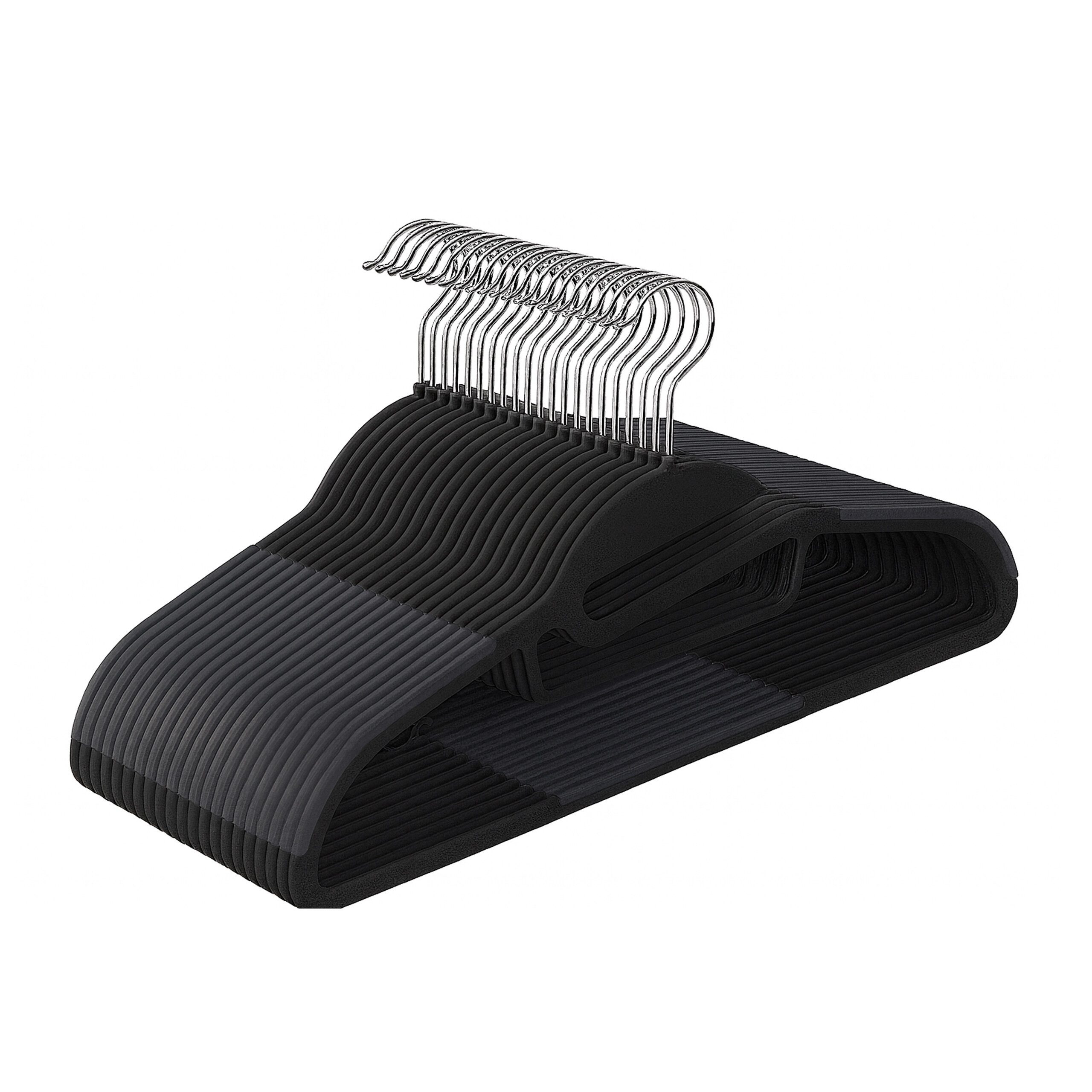 relaxdays Kleiderbügel Gummierte Kleiderbügel im Set, (20er Set, 20-tlg), schwarz