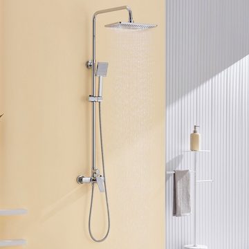AuraLum pro Duschsystem Duscharmatur Brausegarnitur Höhenverstellbar 120cm Handbrause Duschset