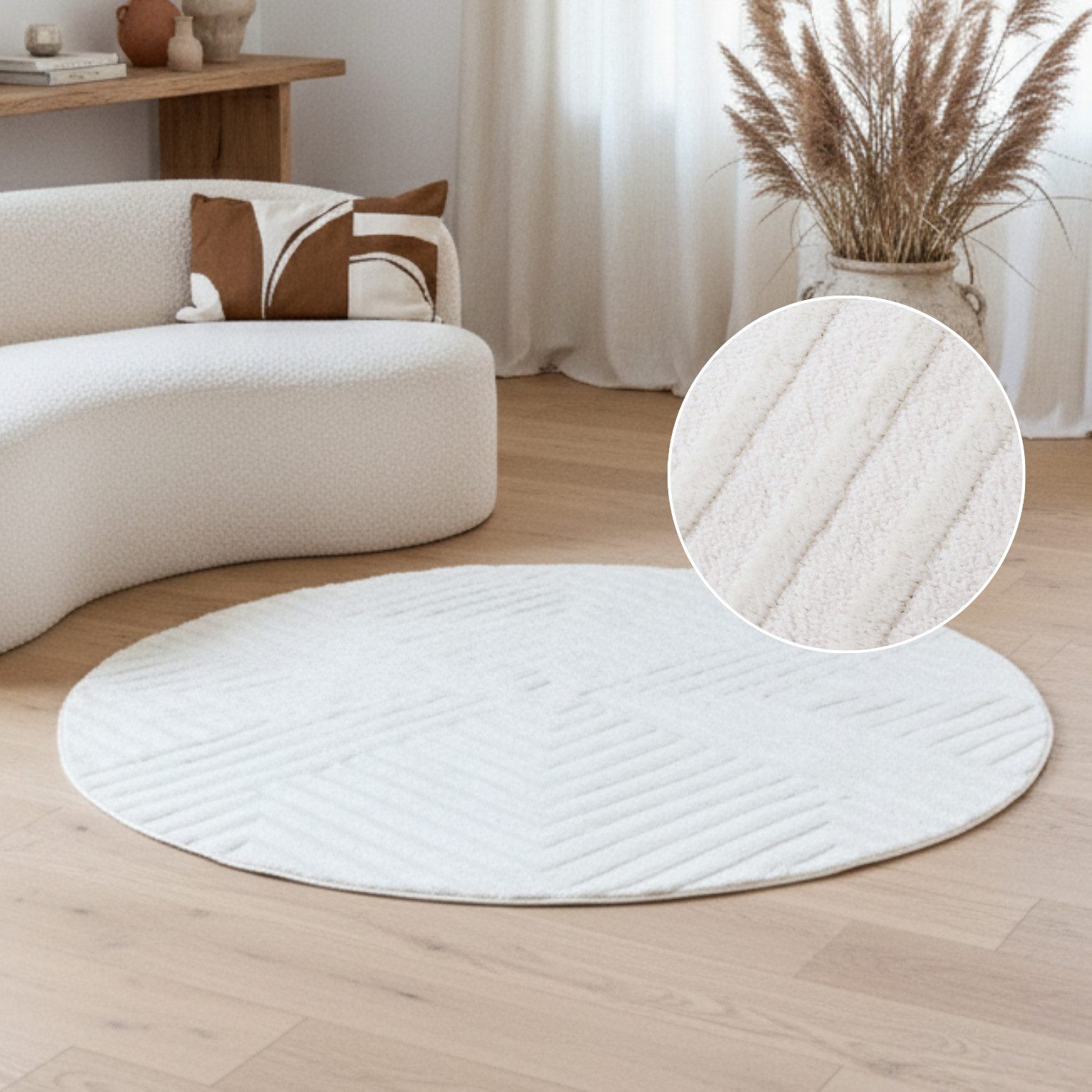 Tapiso Teppich HYGGE, rund, Höhe: 9 mm, Wohnzimmer, Schlafzimmer, pflegelei günstig online kaufen