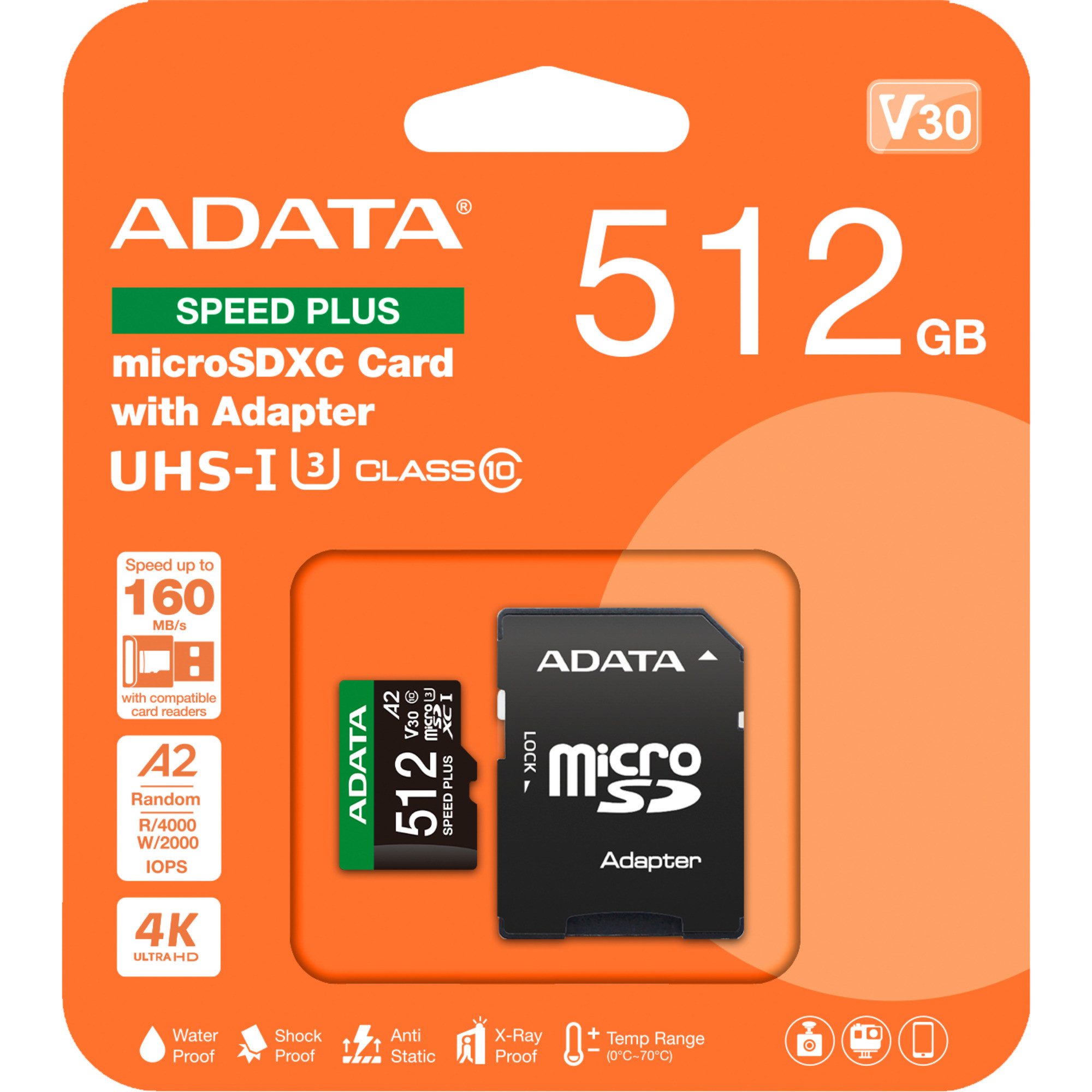 ADATA ADATA SPEED PLUS microSDXC 512 GB, Speicherkarte, externer Speicher (512 GB GB)