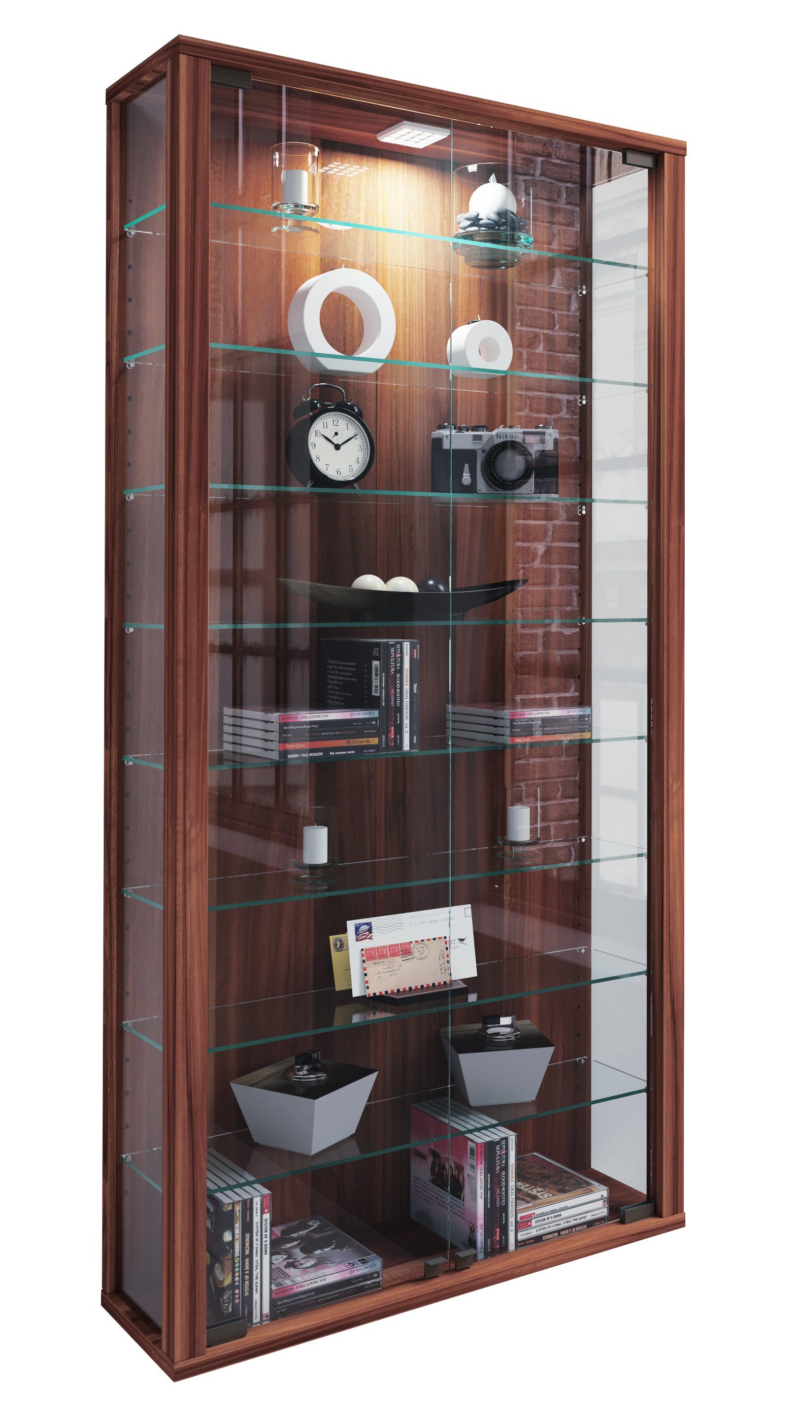 Glasvitrine Kern-Nussbaum Wandvitrine Maxi Vitrosa Hängevitrine (1-St) Hängevitrine VCM