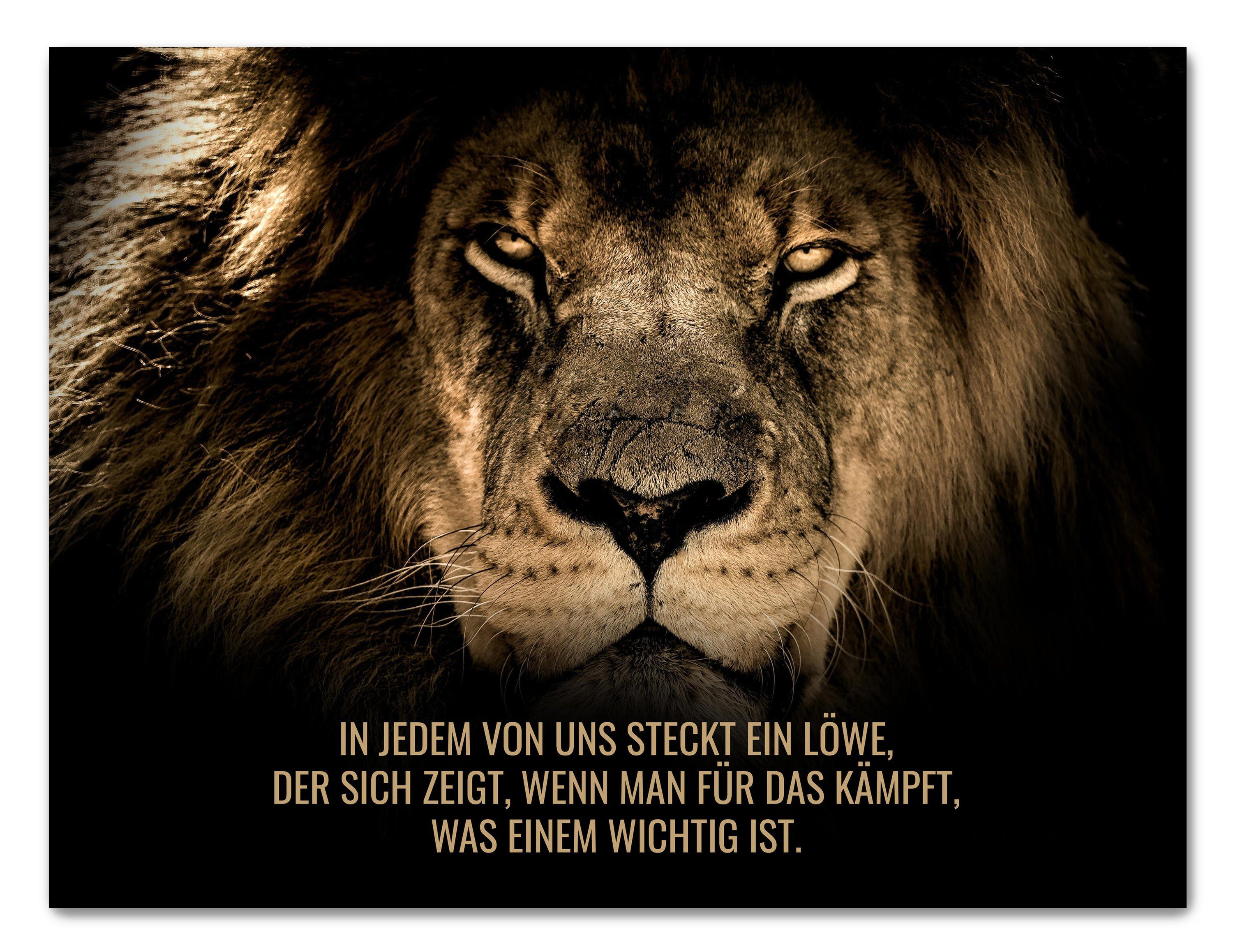 wandmotiv24 Leinwandbild Spruch, In jedem steckt ein Löwe, Sprüche (1
