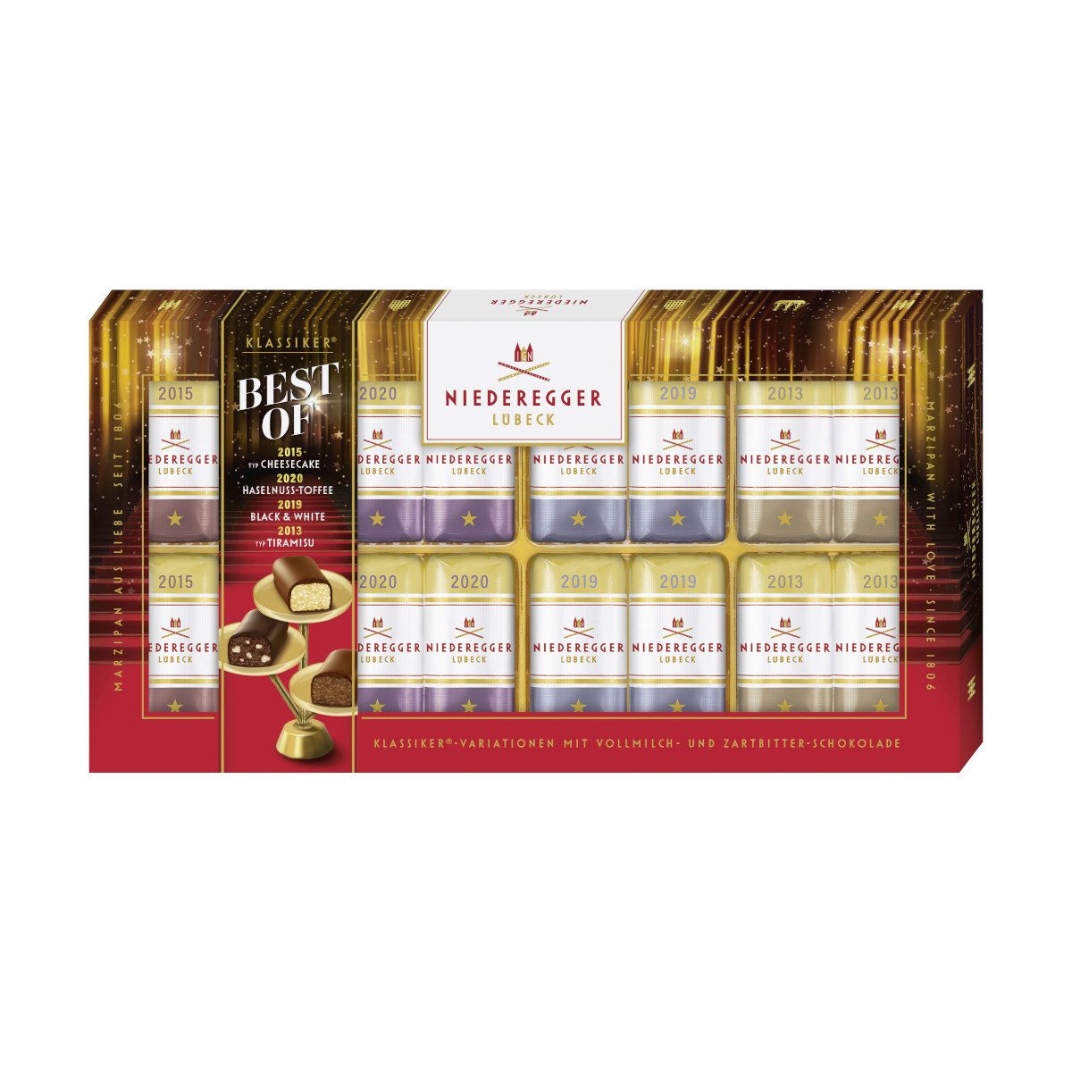 Niederegger Schokolade, Niederegger Marzipan Klassiker unsere Best Of 4 fach sortiert 200g