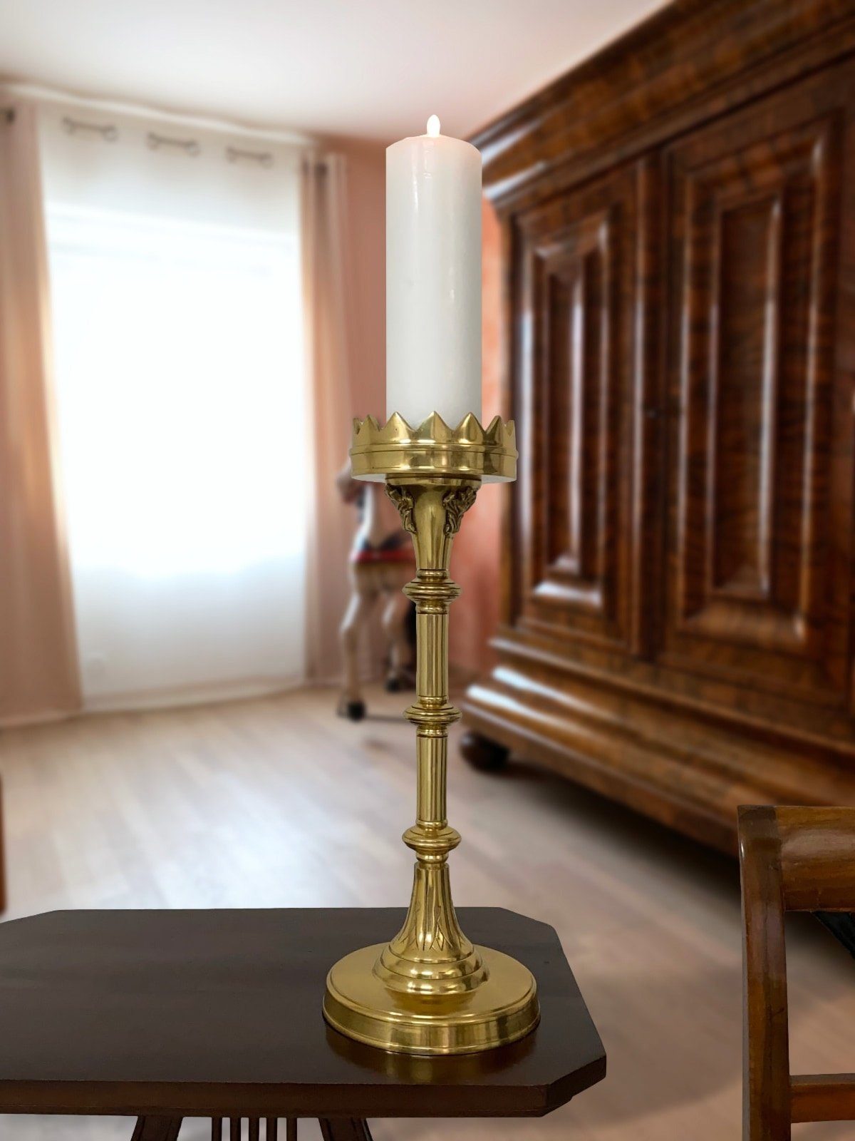 48cm Aubaho Altarleuchter Kirche goldfarben Kerzenständer Anti Kerzenleuchter Kerzenständer