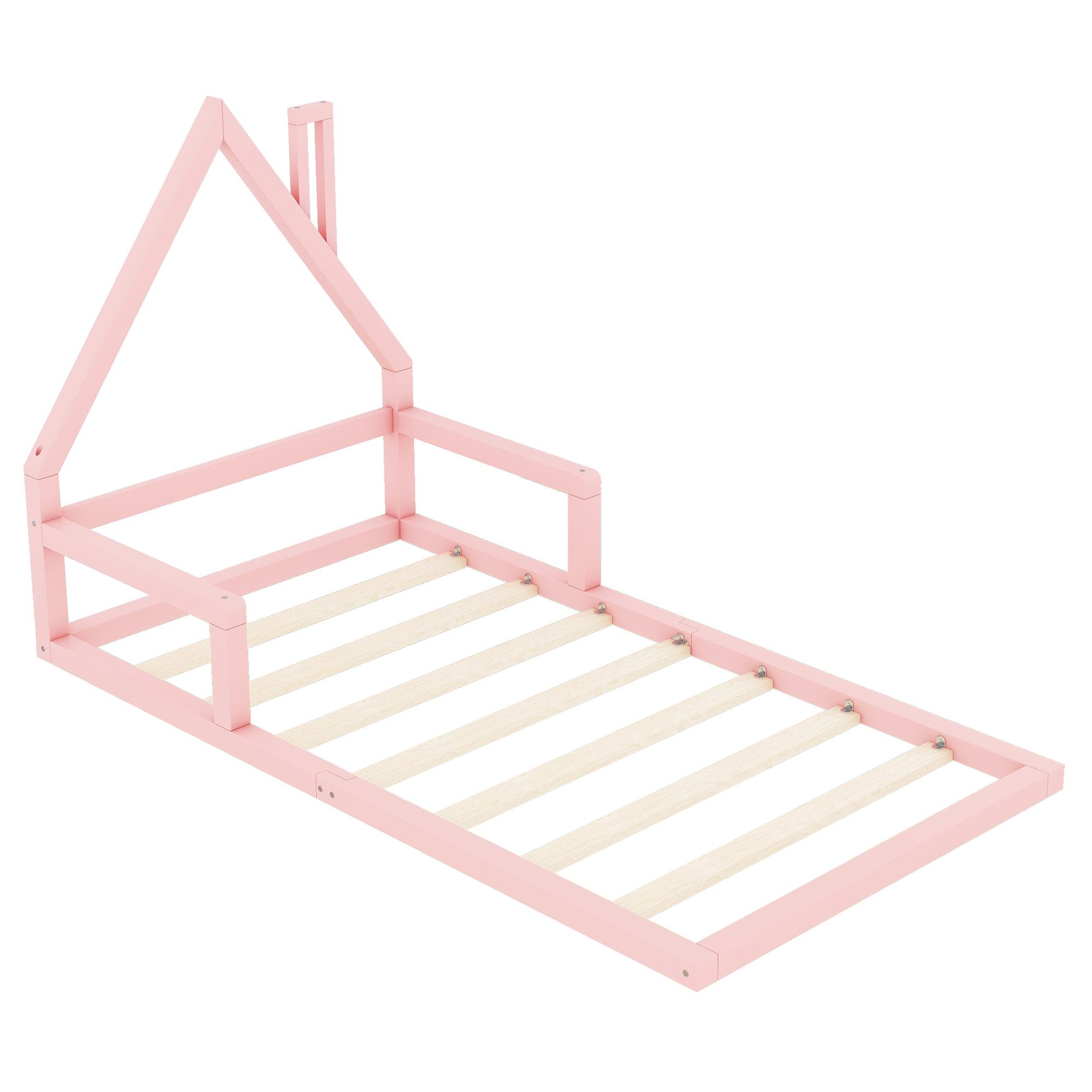 SOFTWEARY Kinderbett mit Lattenrost, 90x200 cm, Hausbett, Bodenbett, Jugend günstig online kaufen