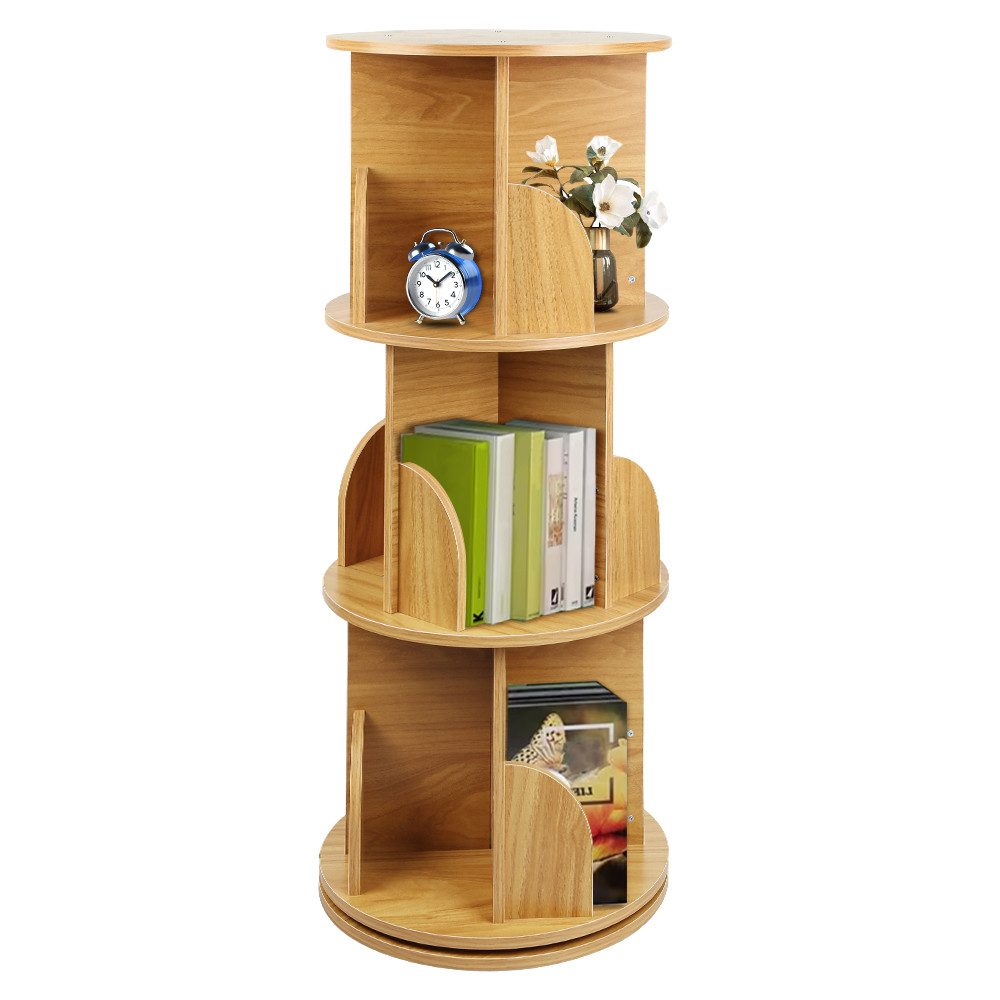 JEOBEST Bücherregal Drehbare Bücherregal mit 3 Ebenen, 1-tlg,360°Rotating B günstig online kaufen