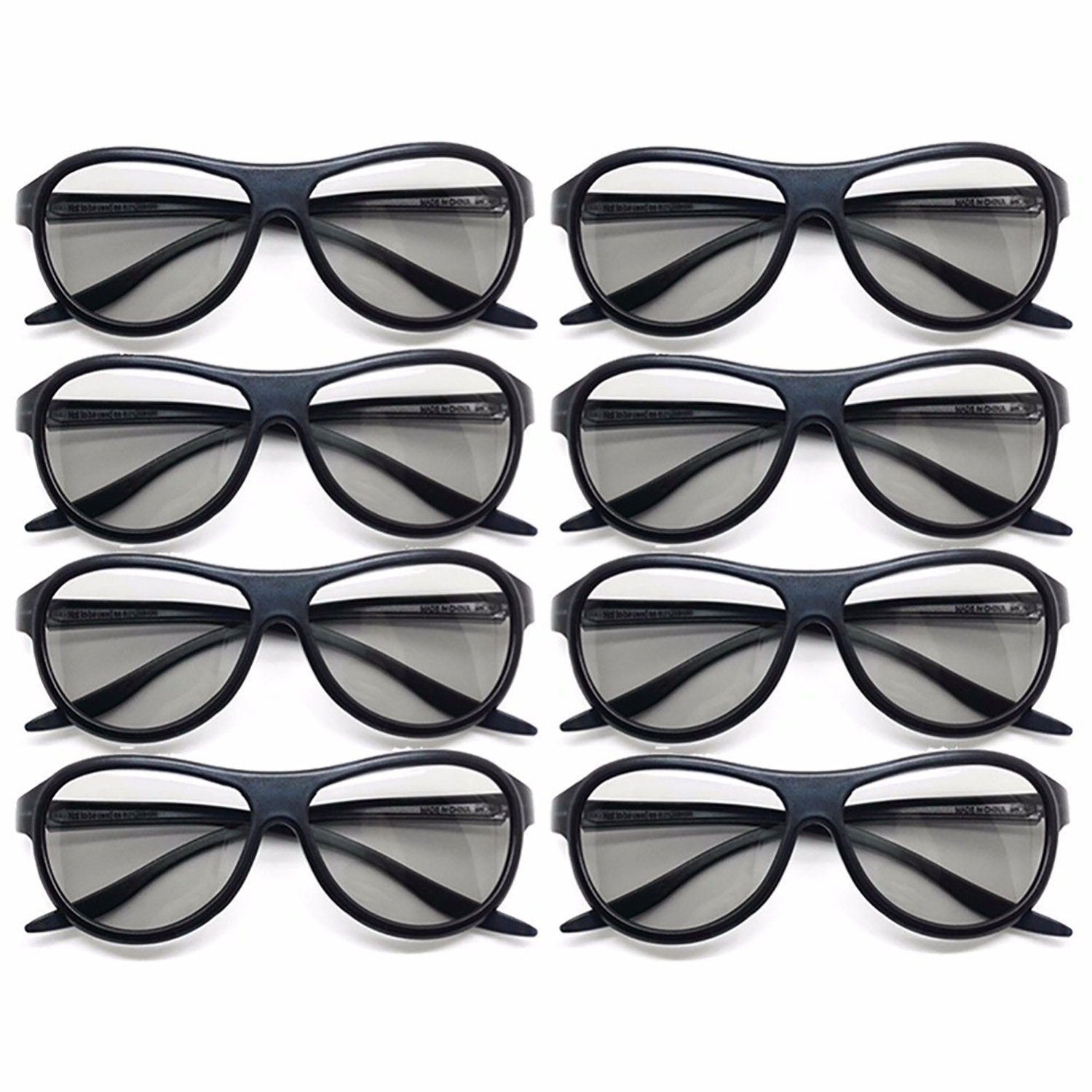 TPFNet 3D-Brille 3D Glasses Unisex Passive Polarisierte 3D Brille, zum Ansehen von Filmen 3D-Kino Brille - Farbe Schwarz - 8 Stück