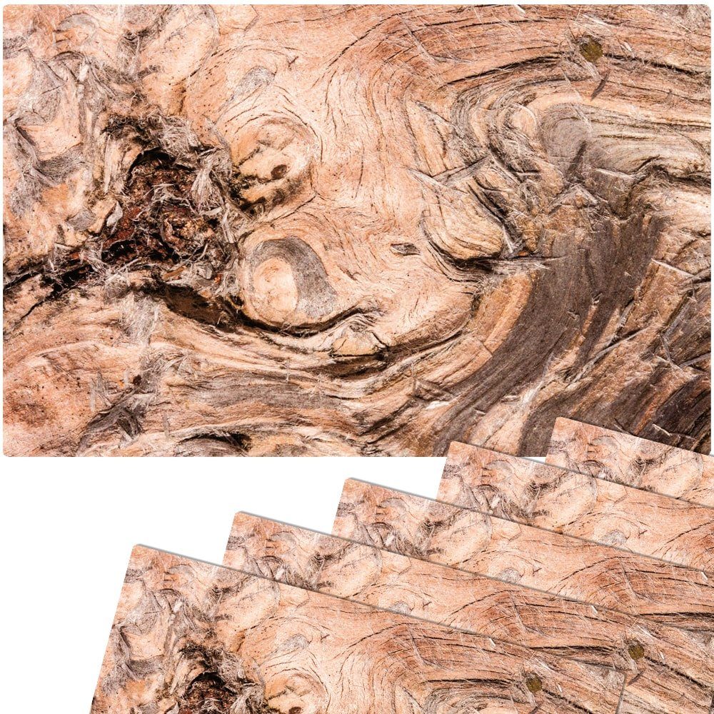 Platzset Abwaschbare Tischsets 6er Set Holz-Optik Wurzelholz Struktur