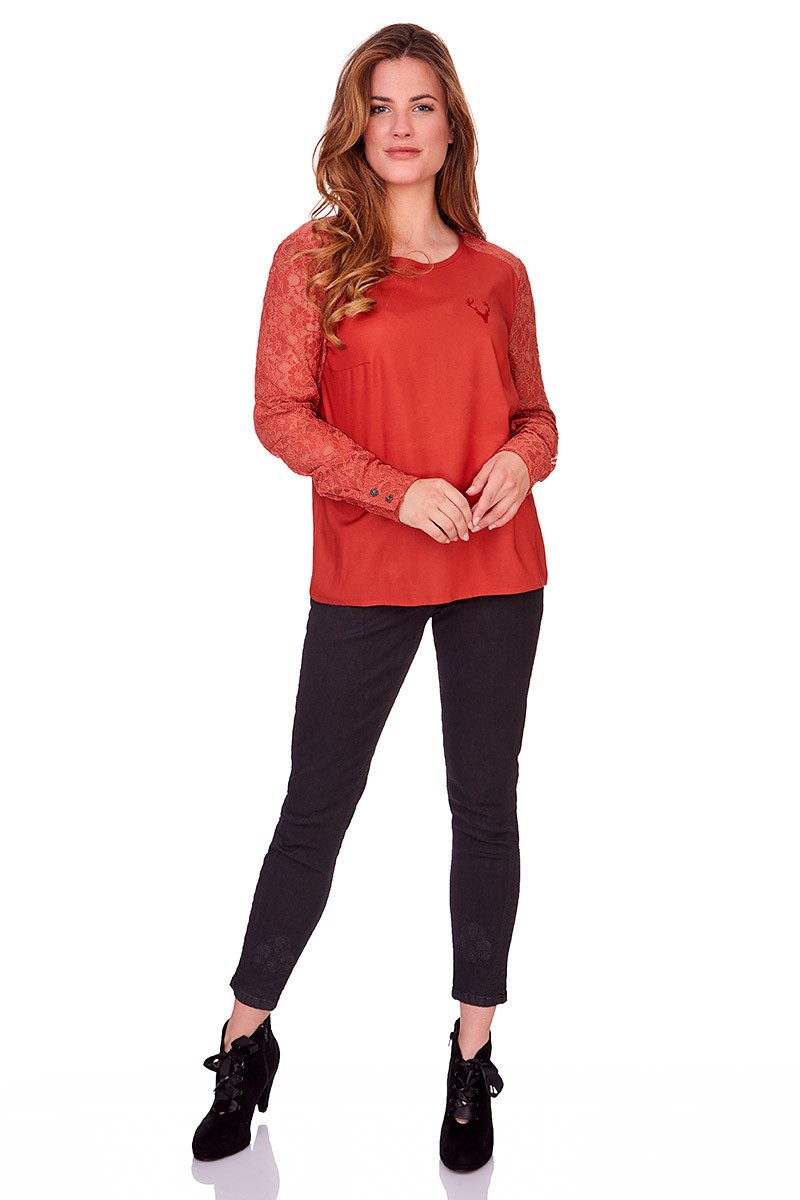 MarJo Trachtenbluse Blusenshirt - HELENA - rostbraun