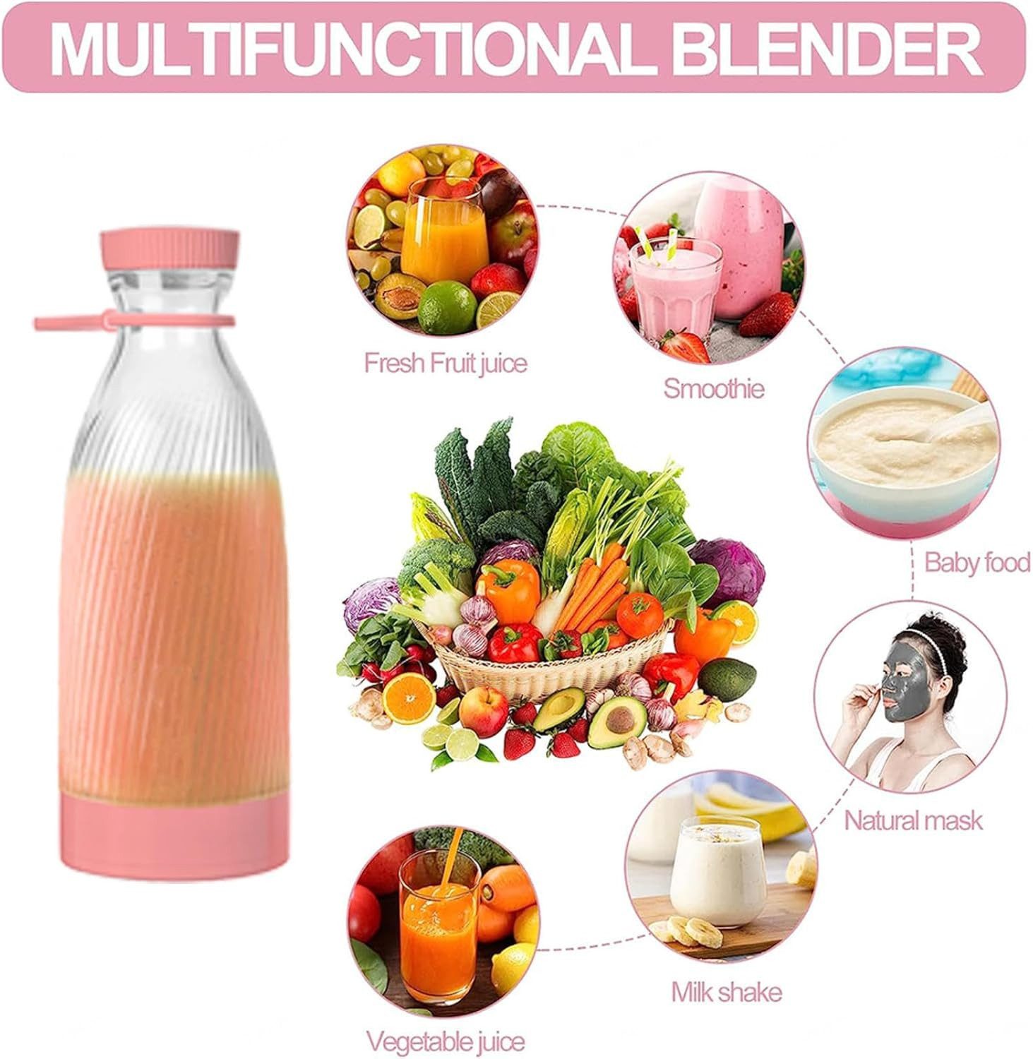 AURIVION Smoothie-Maker Smoothie-Maker Blender Smoothie Makers, 10 W, Tragbarer Mixer Mit 1200mAh Akku