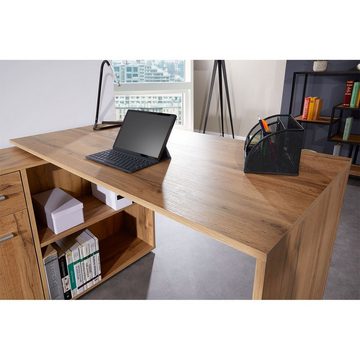 CARO-Möbel Eckschreibtisch DIEGO, Winkelschreibtisch Bürotisch Schreibtisch mit Regal