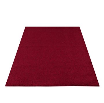 Teppich Unicolor - Einfarbig, Teppium, Rechteckig, Höhe: 11 mm, Einfarbig Kurzflor Teppich Wohnzimmer Rot Modern Rücken aus Filz