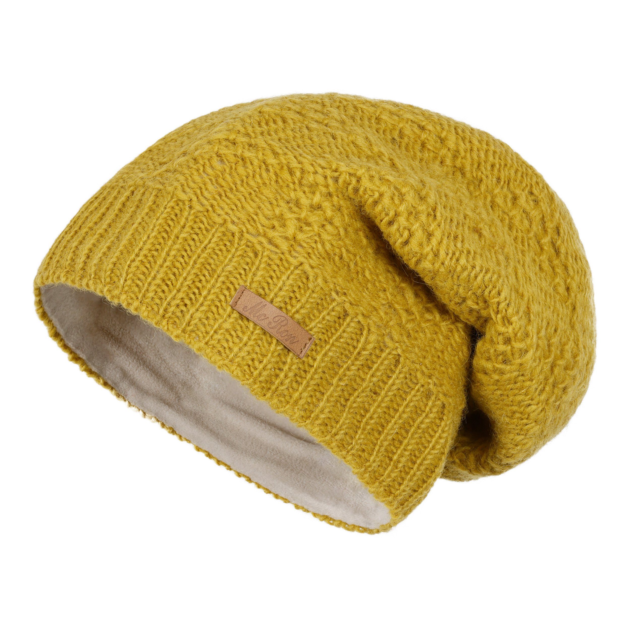McRon Beanie Wollmütze Modell Lina gefüttert mit Fleece, hoher Schurwollanteil