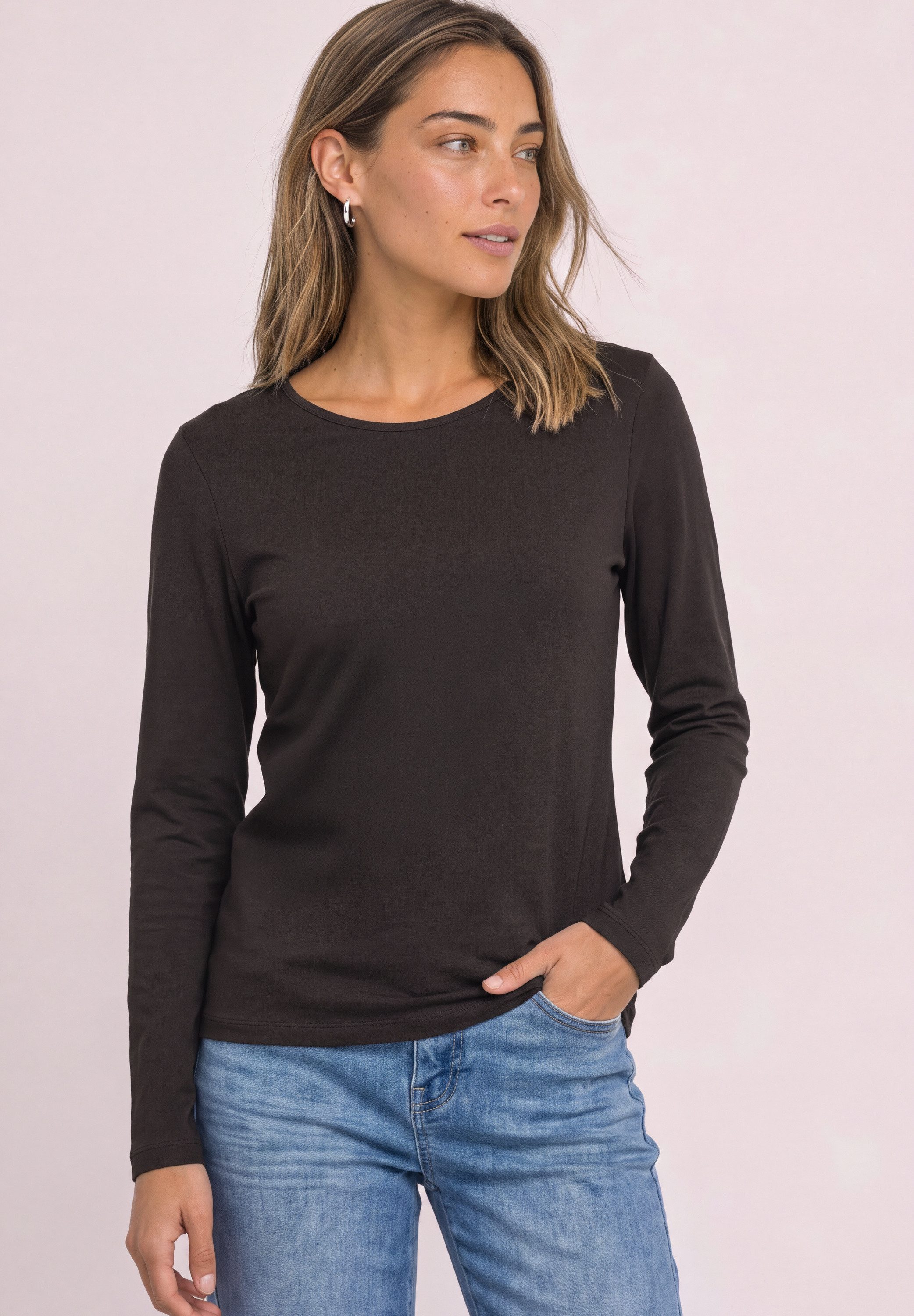 STREET ONE Langarmshirt in Unifarbe