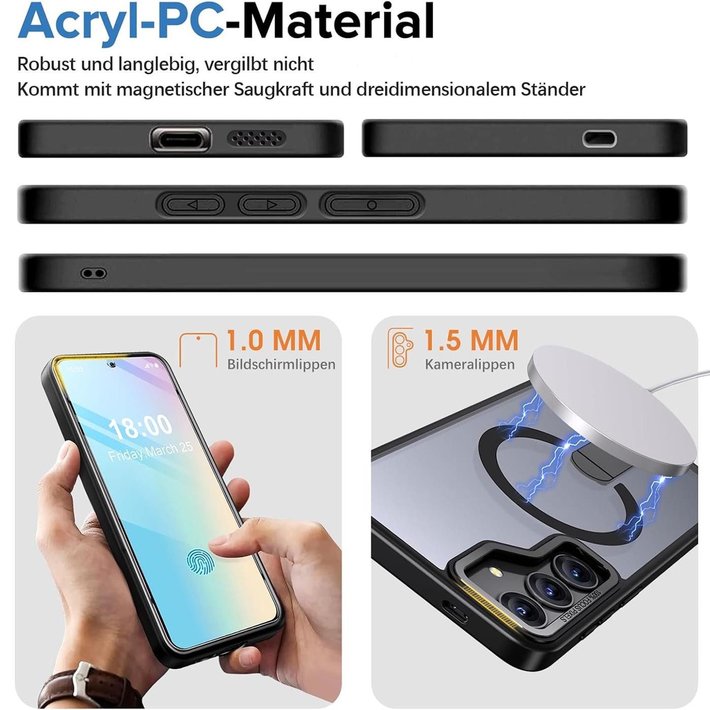 CoolGadget Handyhülle Kickstand Hybrid Hülle für Samsung Galaxy S25 Ultra 6,9 Zoll, Schutzhülle Militärschutz Ständer kompatibel mit MagSafe Magnetring – Bild 5 von 5