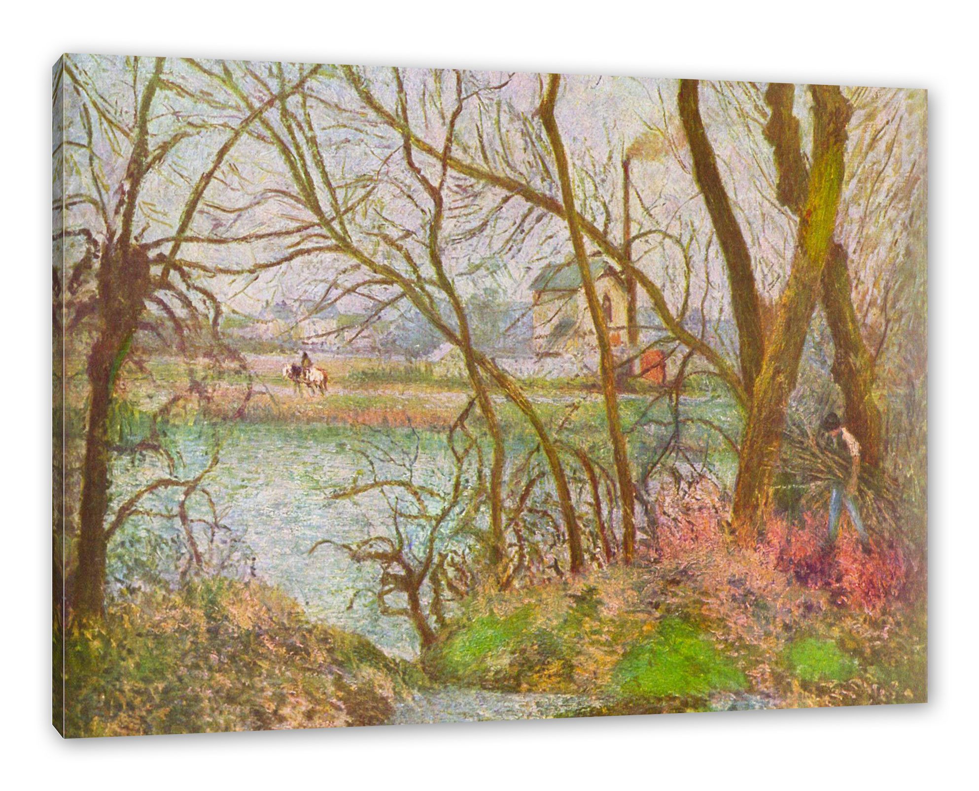 Pixxprint Leinwandbild Camille Pissarro - Bords de l'Oise près de Pontoise, Camille Pissarro - Bords de l'Oise près de Pontoise (1 St), Leinwandbild fertig bespannt, inkl. Zackenaufhänger