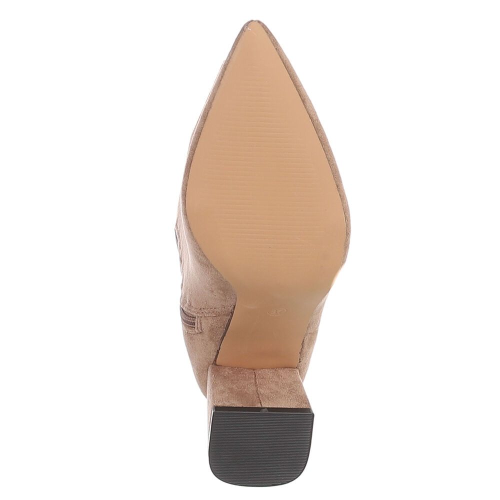 Ital-Design Damen Langschaftstiefel mit Blockabsatz, knielang Stiefel (92214195) Blockabsatz Stiefel in Hellbraun