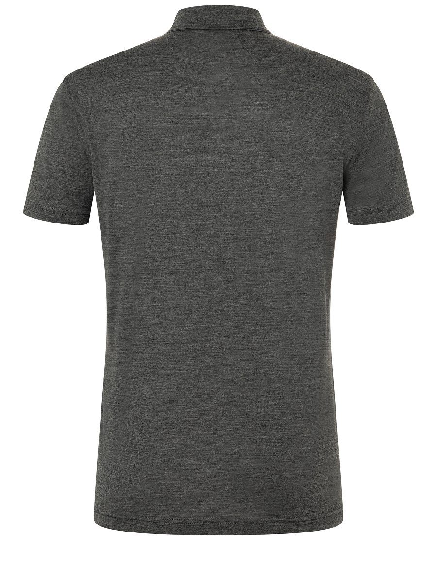 SUPER.NATURAL T-Shirt Merino POLO Merino-Materialmix Poloshirt Melange Pirate Grey pflegeleichter TRAVEL M