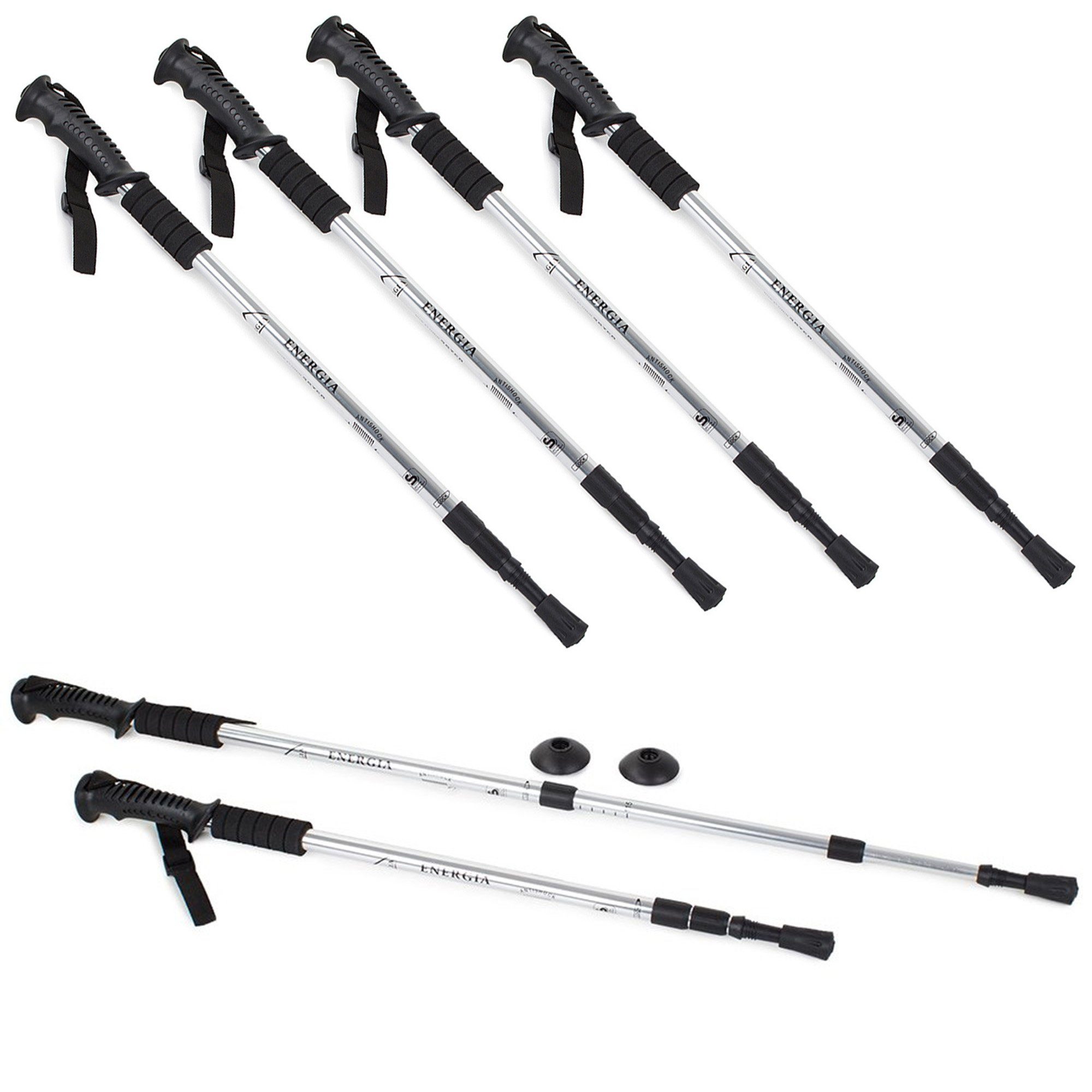 TSB Werk Trekking-Stöcke 1-4 Nordic Walking Teleskop Треккинговые палки (4 St), Antischock, Trecking, Stock, 64-135 cm, Alu
