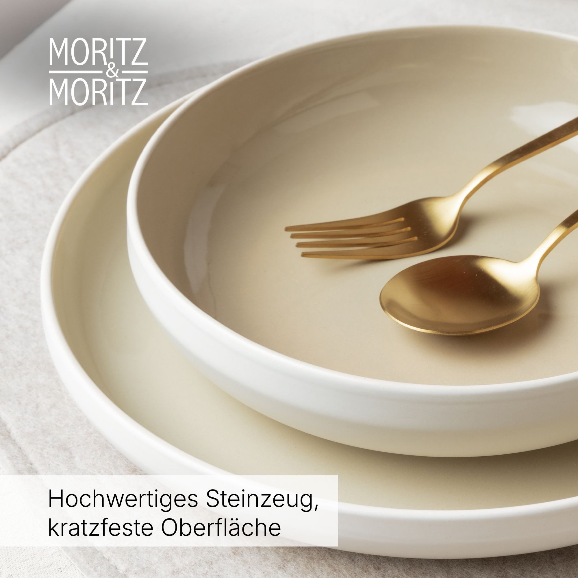 Moritz & Moritz Geschirr-Set CAVO Geschirrset - Sand (18-tlg), 6 Personen, Steinzeug, für 6 Personen aus Steinzeug – Bild 4 von 5